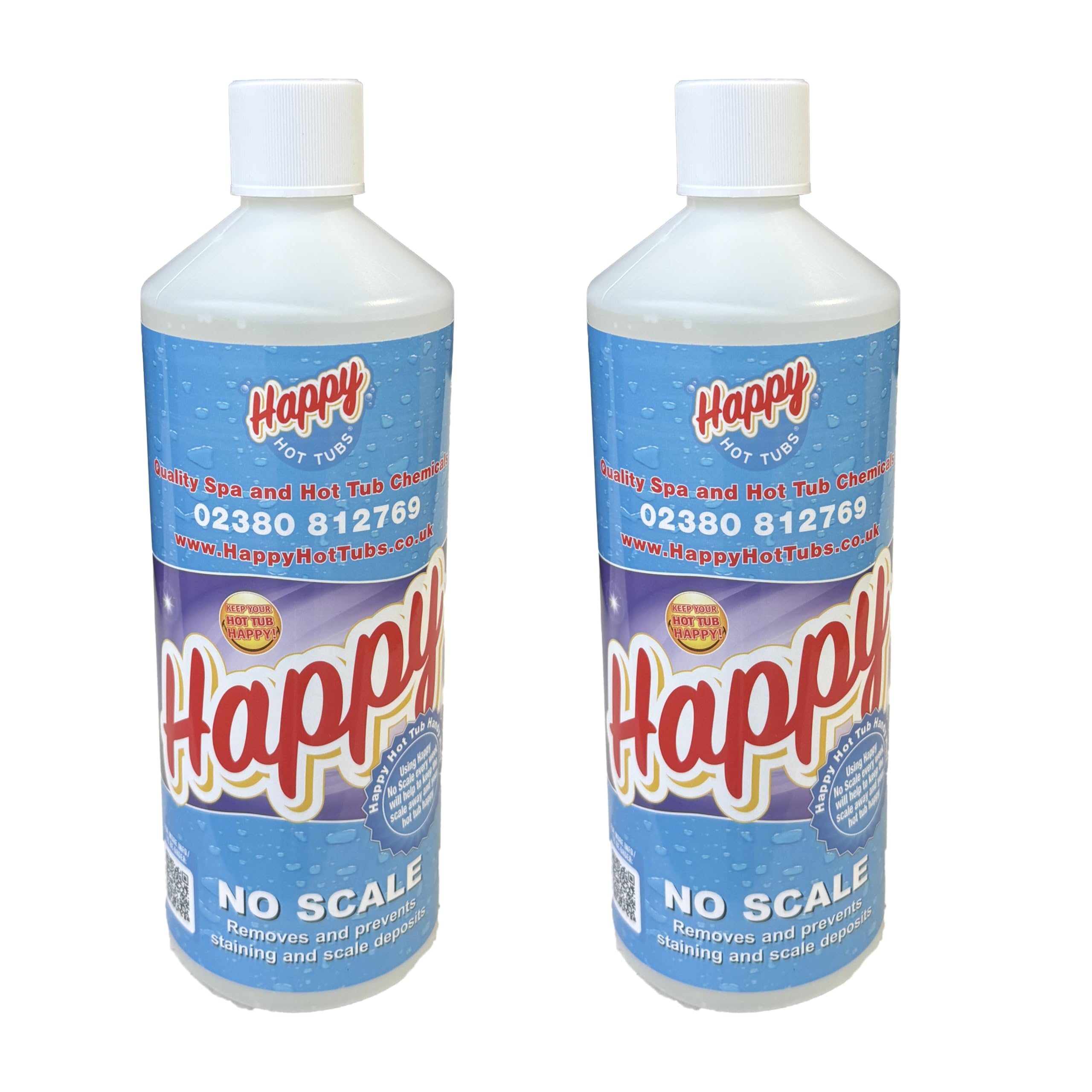 Happy Hot Tubs 2 x 1 Litre No Scale PREVENT AND REMOVE SCALE Hot Tub Away Anti Spa