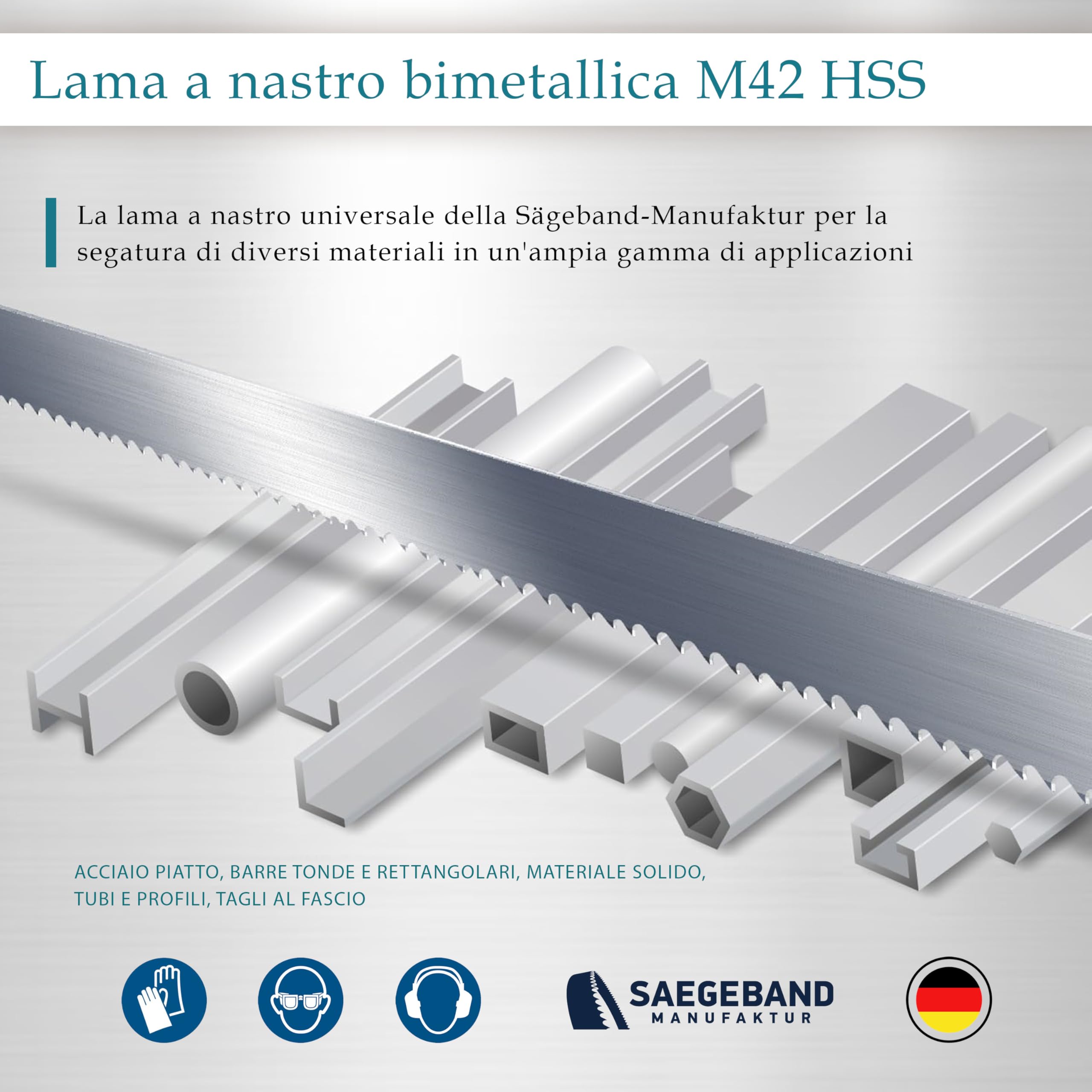 3x lame a nastro M42 HSS bimetalliche Premium 1440 x 13 x 0,65 mm con 8/12 denti per pollice (TPI) - per taglio di metallo, acciaio, alluminio, metalli non ferrosi e leghe leggere