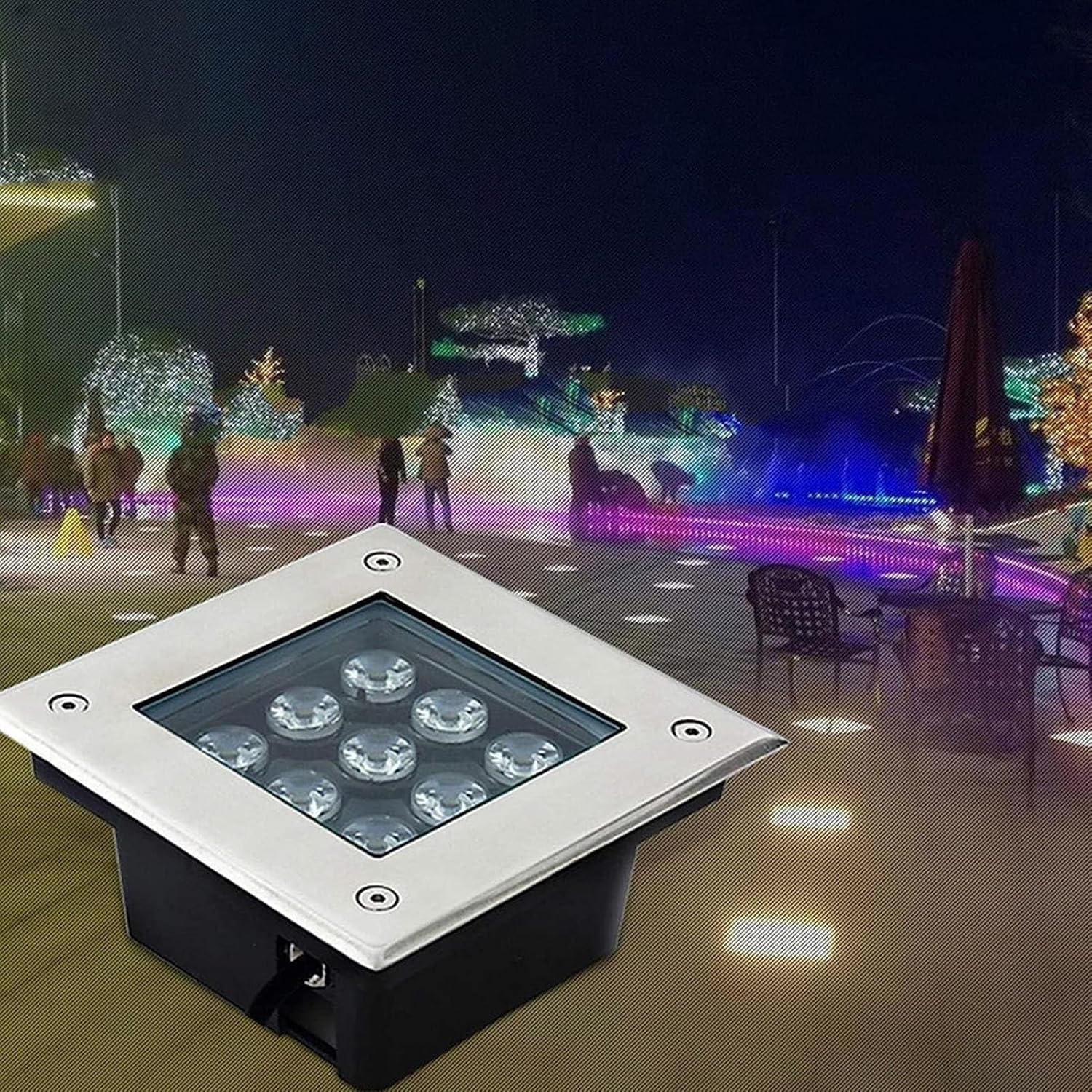 QICBYING Led Underground Light - Ground Led Landscape Lights, Square IP67 Waterproof Outdoor Buried Lamp, AC85-265V Led Spotlight, For Landscape Decoration, Sidewalk Lighting(Yellow Light,3W)