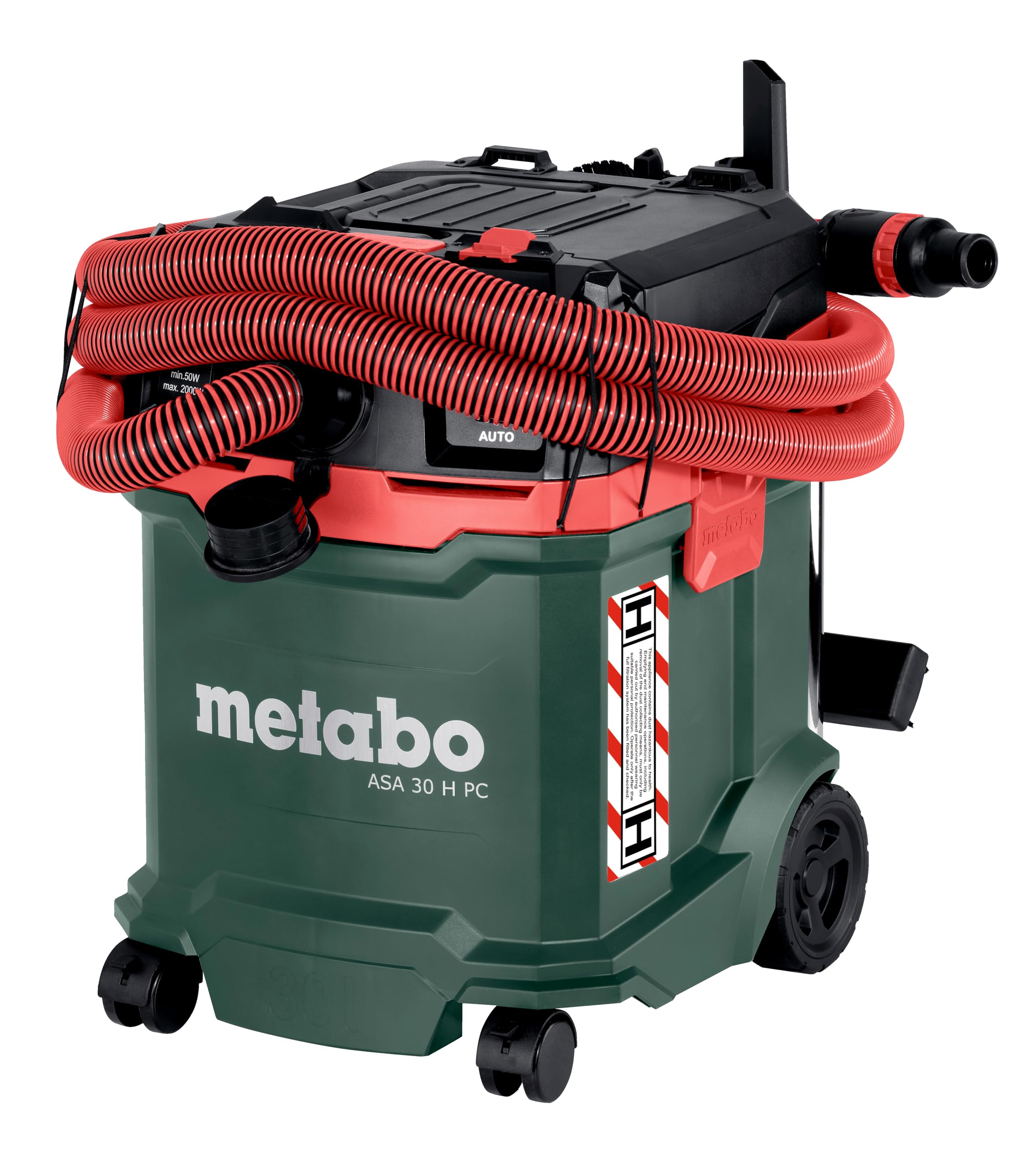 metabo ASA 30 H PC Aspiratore Universale - Aspiratore Umido/Secco 1200 W, 30 L con Pulizia Filtro e Funzione Antistatica, Inclusi Accessori e Cavo 8 m