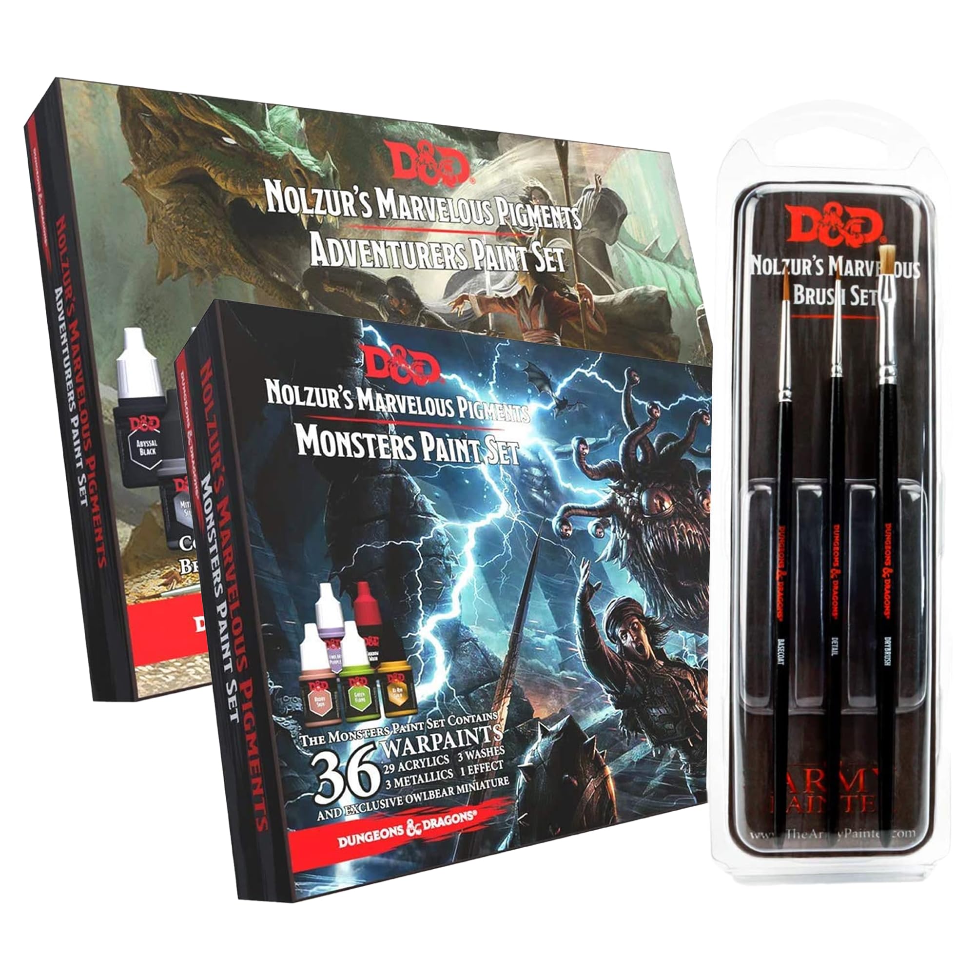 The Army PainterDungeons and Dragons Bundle Line Adventurer's Acrylic Painting Supplies, Monsters Paint Set and Nolzurs Marvelous Small Paints for D&D Miniatures - Acrylic Paint Brushes