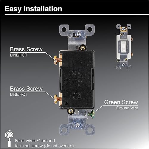 Miniatura 3 de GE Home Electric Heavy Duty, un solo polo, en la pared, ligero, ventilador, circuitos de un interruptor, clip de conexión a tierra, fácil de