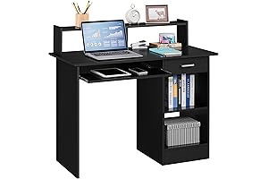 Yaheetech Black Wood Desk: Elevate Your Home Office with Modern Efficiency