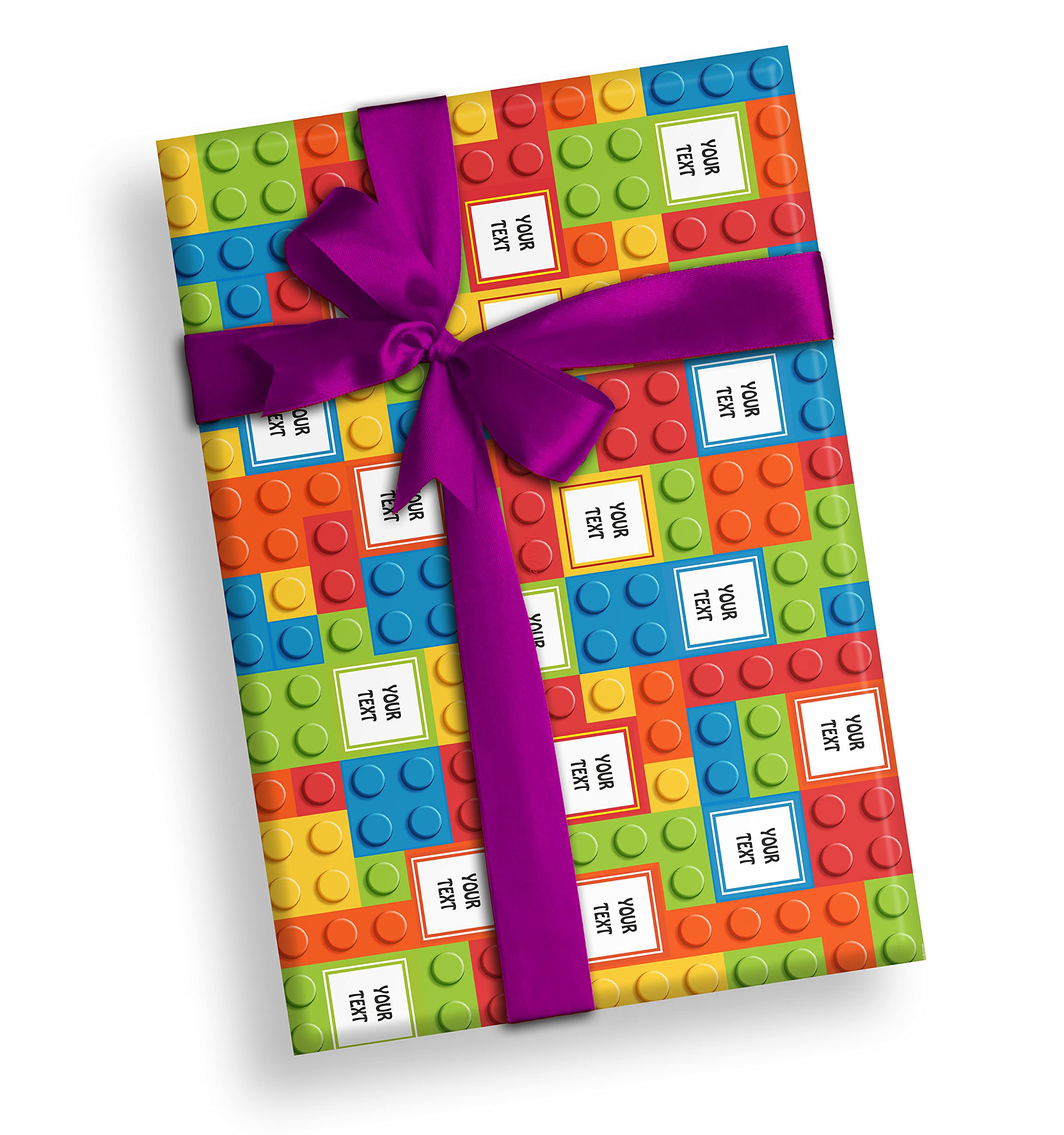 Brown Cloud Personalized Exclusive Printed BLOCKS THEME Gift Wrapping Paper/Sheets with Customized Text Message or Photograph (13 x 19 in OR 16 x 24 in) (WP 003) (13 x 19 in)(Pack of 5)-image-21