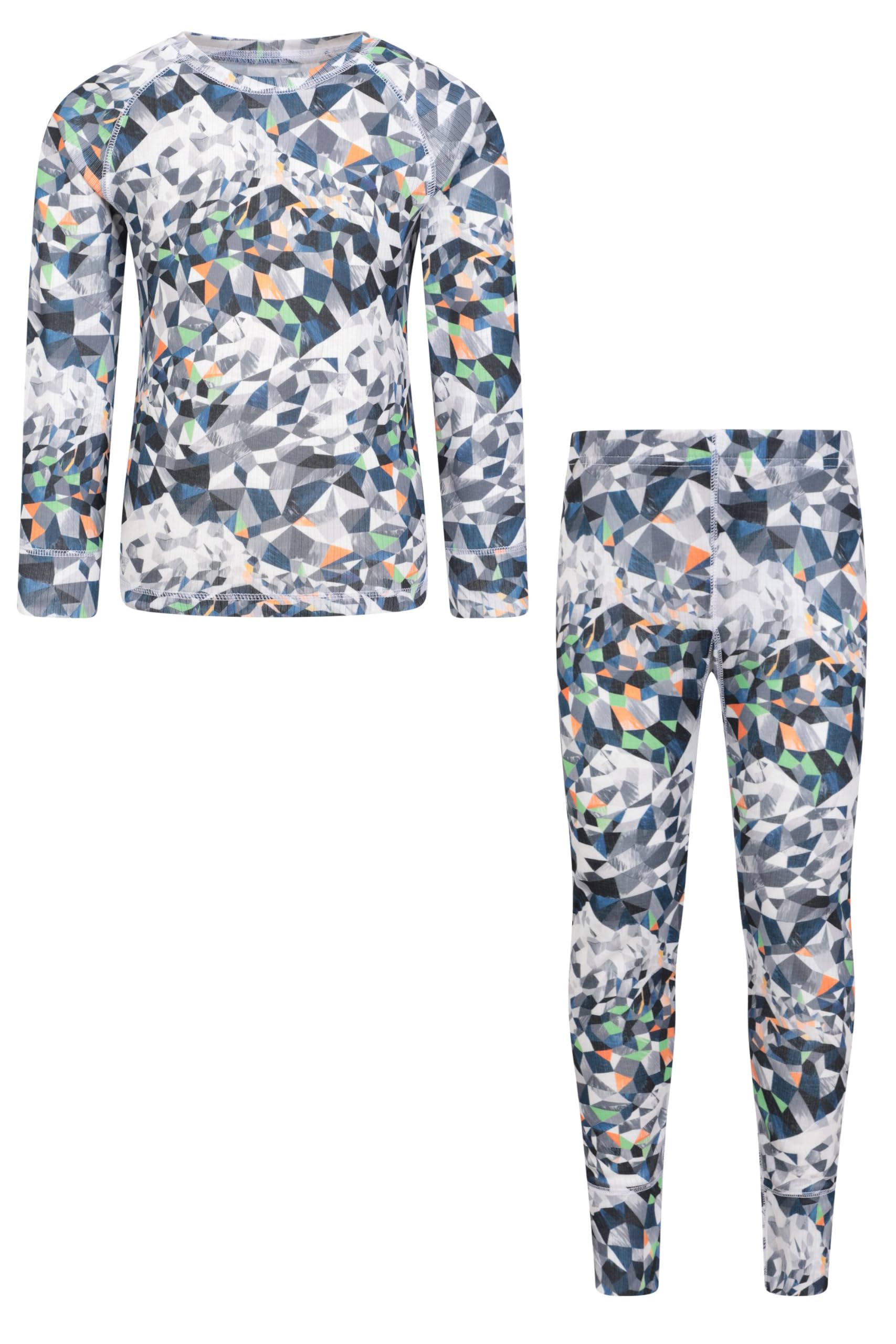 Talus Printed Kids Baselayer-Top & Pants Set - Black