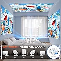 Vista 4 de Mini Projector with WiFi and Bluetooth, Smart Portable Movie Projector 4K Support, 300 ANSI, 5W Base Speaker, 220° Rotation, Auto Vertical Keystone