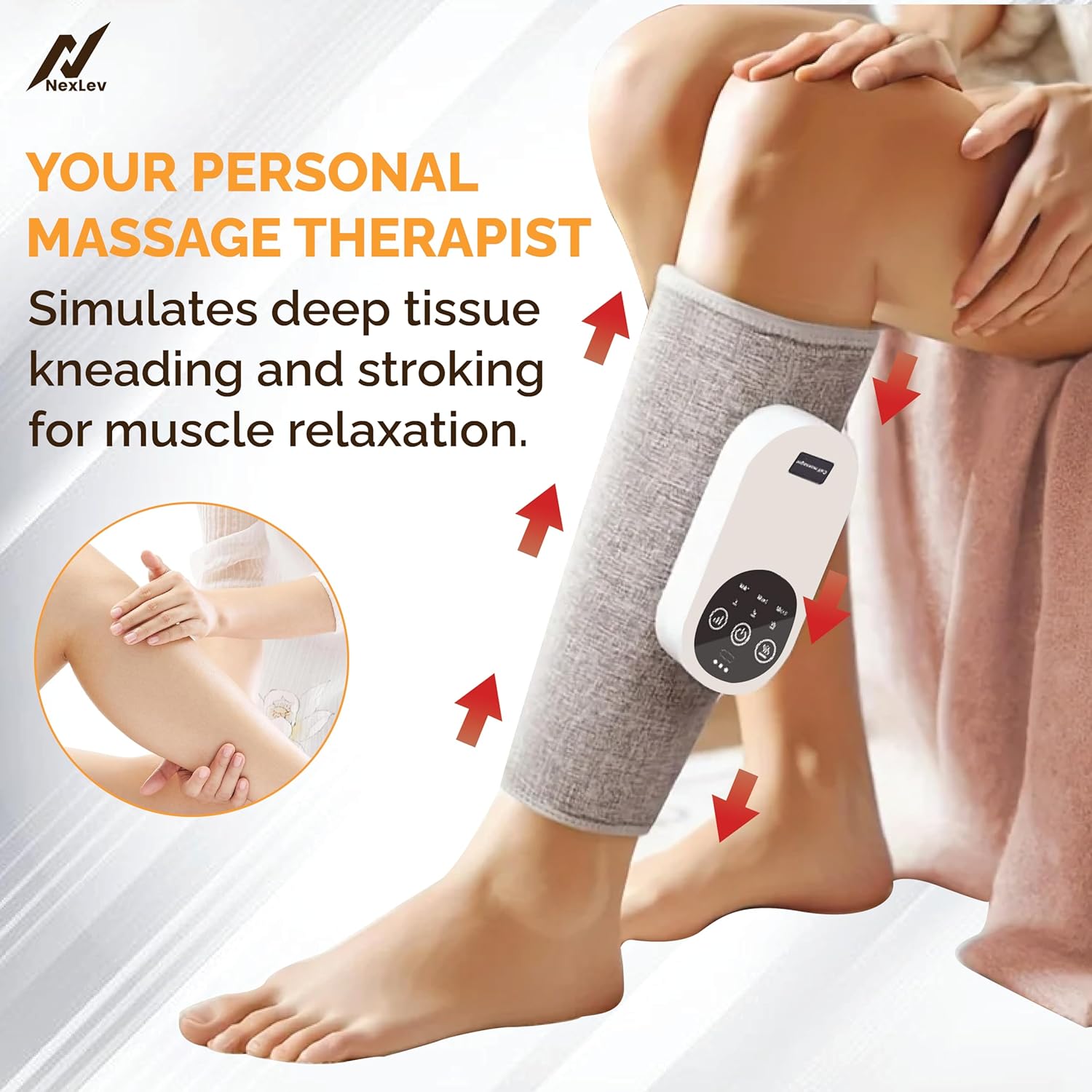 NexLev Calf, Leg & Hand Massager| Air Compression Massage| 3 Heat + 3 Air Pressure + 3 Intensity Modes|Improve Blood Circulation|Pain Relief Muscles Relaxation| 2500mAh Battery| Adjustable Strap to fit All | Type-C| CFM-01 NexLev Calf, Leg & Hand Massager| Air Compression Massage| 3 Heat + 3 Air Pressure + 3 Intensity Modes|Improve Blood Circulation|Pain Relief Muscles Relaxation| 2500mAh Battery| Adjustable Strap to fit All | Type-C| CFM-01