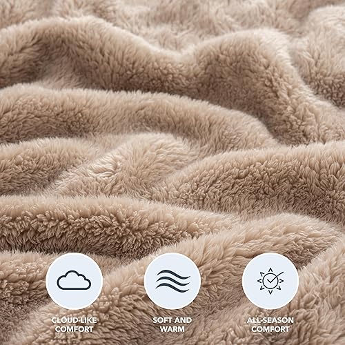 Miniatura 4 de Berkshire Blanket Manta clásica de felpa extra-Fluffy tamaño King, suave y mullida manta de pelo largo para sofá o cama, maní, 90 x 108 pulgadas
