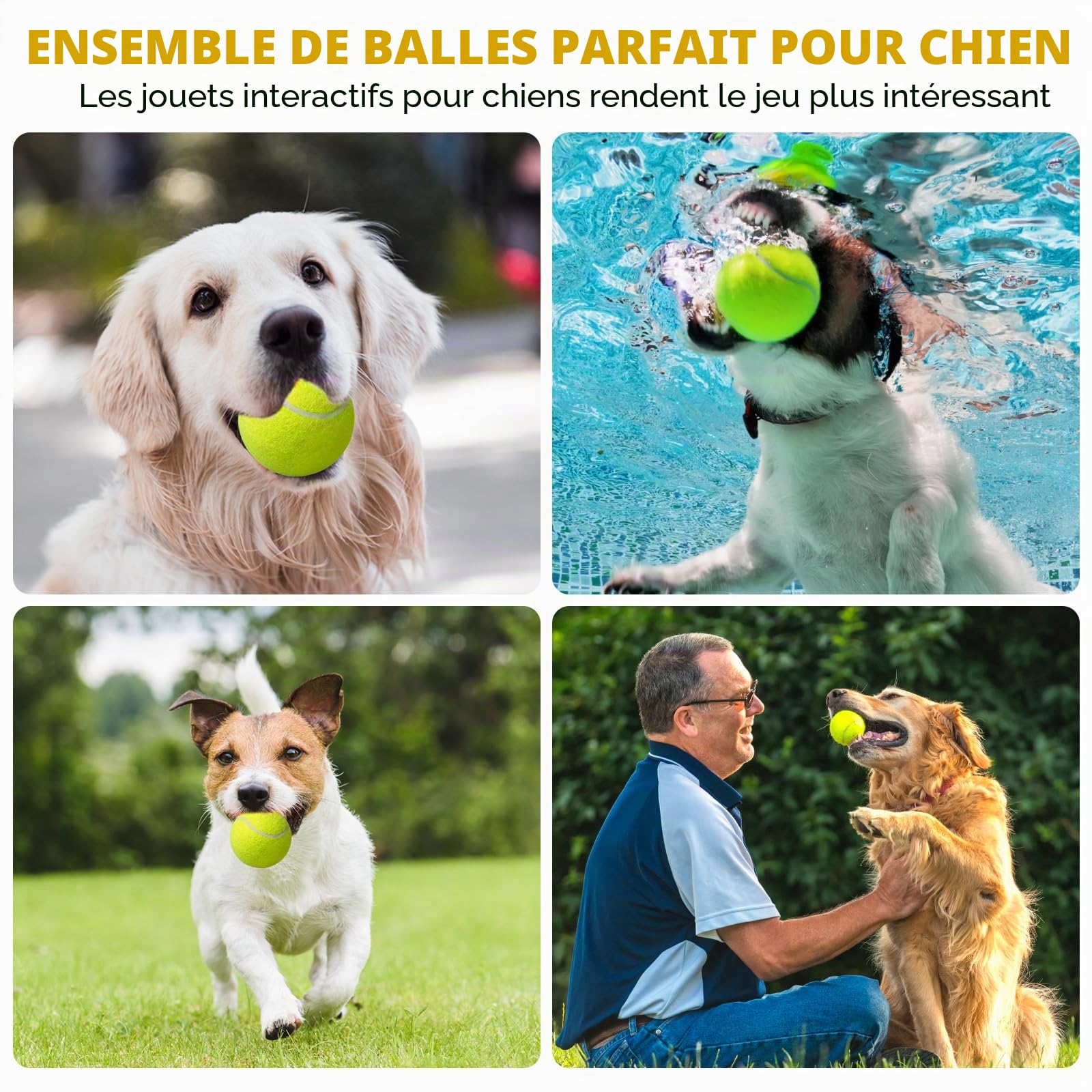 BYZESTY 18 Balles Tennis Chien 5 cm – Mini Balle de Tennis pour Chien, Balles pour Chiens Compatibles Lanceur de Balles, Jouet Chien Élastique