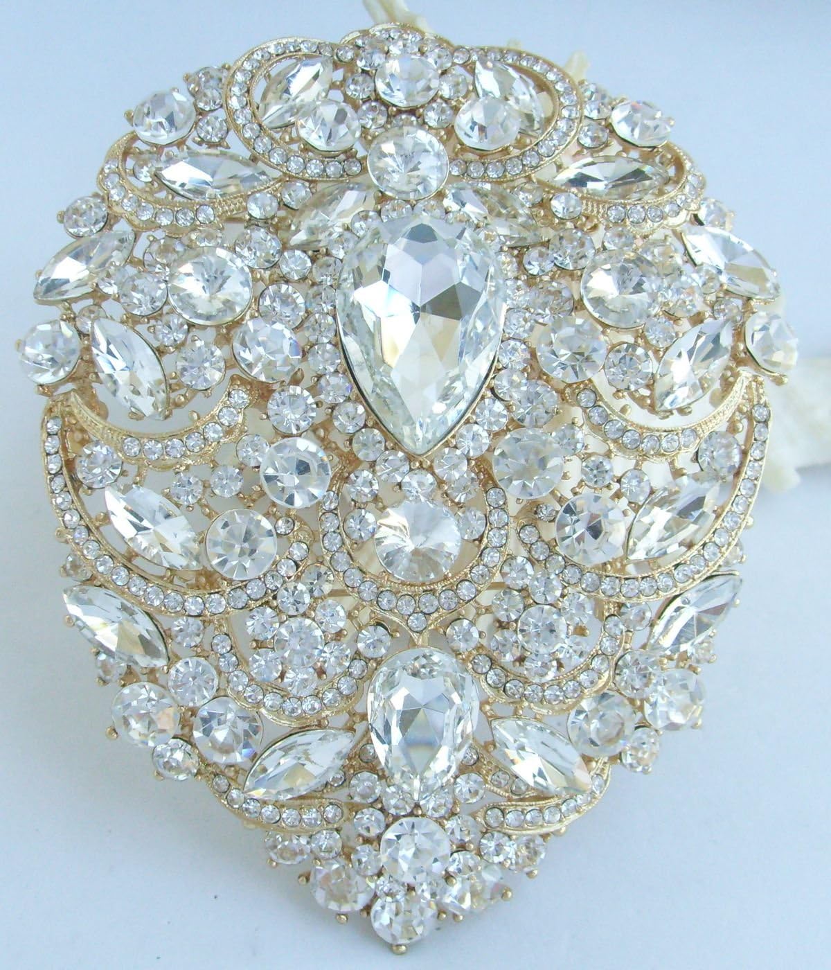 Gorgeous 4.92" Large Teardrop Brooch Pin Pendant Austrian Crystal BZ4045B