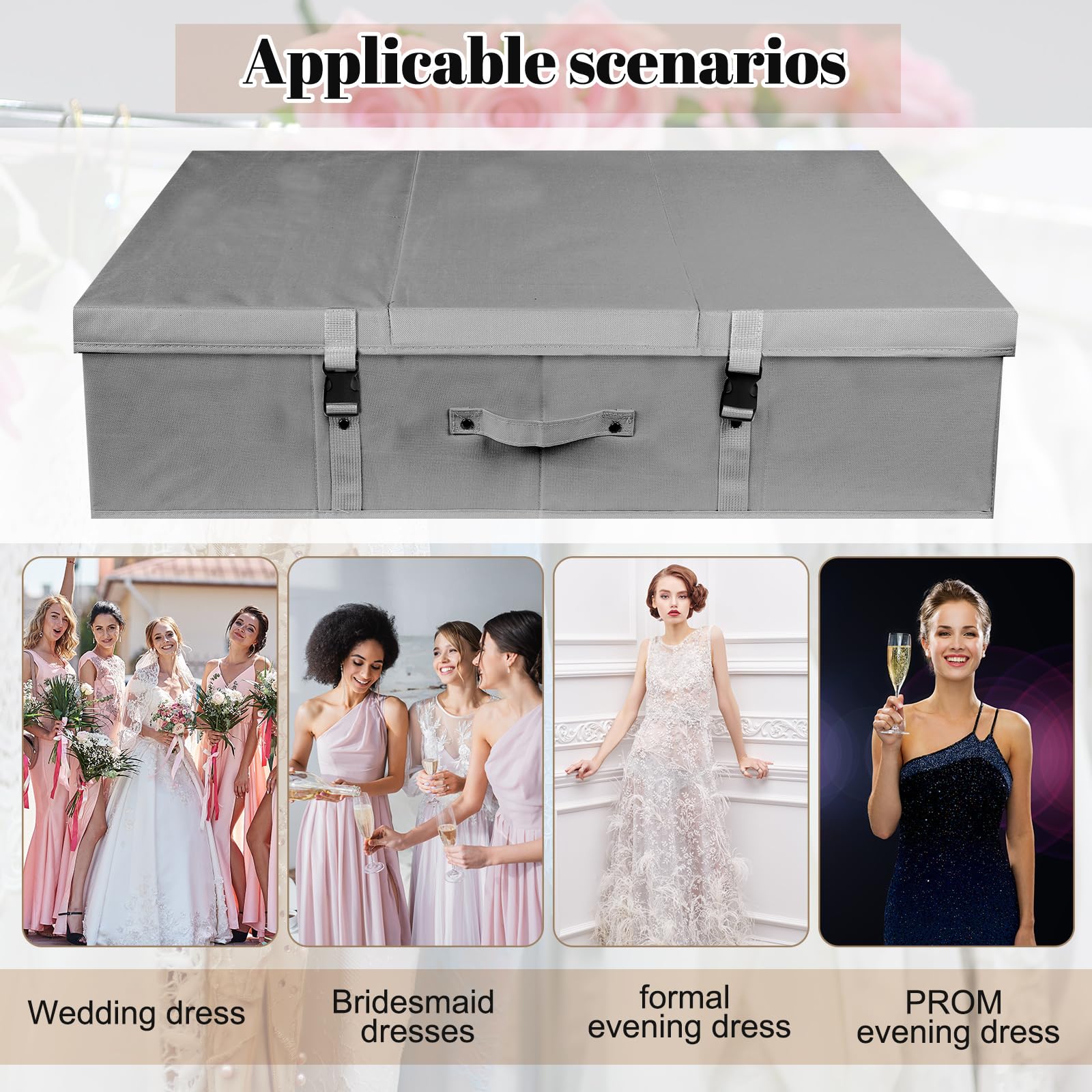 Berlune Aufbewahrungsbox für Hochzeitskleider, Aufbewahrungsbox, mit 100 Blatt säurefreiem Seidenpapier und 1 Paar Mikrofaser-Handschuhen zur Aufbewahrung von Hochzeitskleidern, 78,9 x 50,8 x 20,3 cm