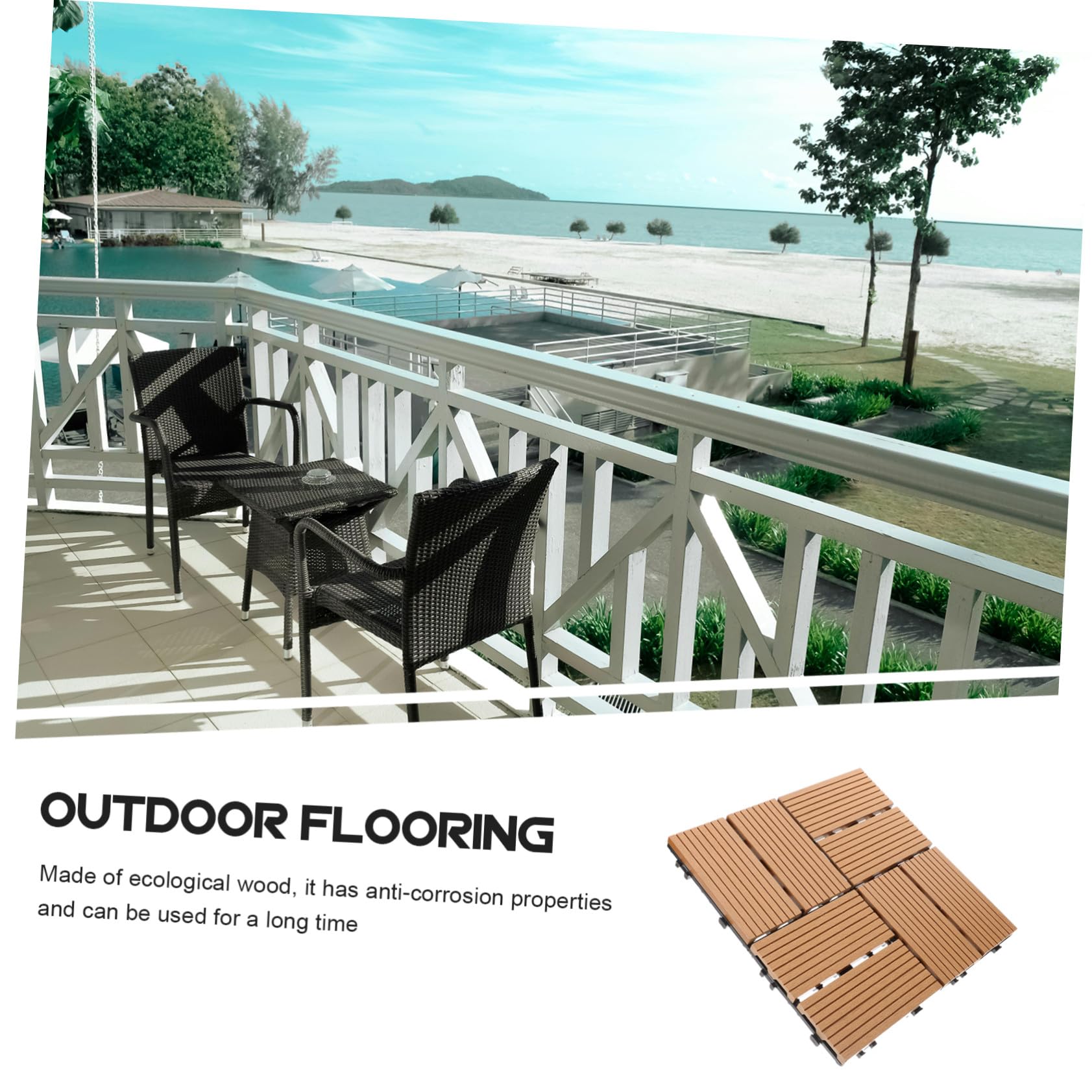 Baldosas Entrelazadas de Madera Plástica para Terraza Exterior
