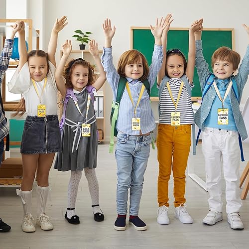 Miniatura 6 de 8 juegos de cordones para pases de aula, pases de aula, pases irrompibles, pases de aula para baño, biblioteca, Oh Happy Day, escuela, pases para