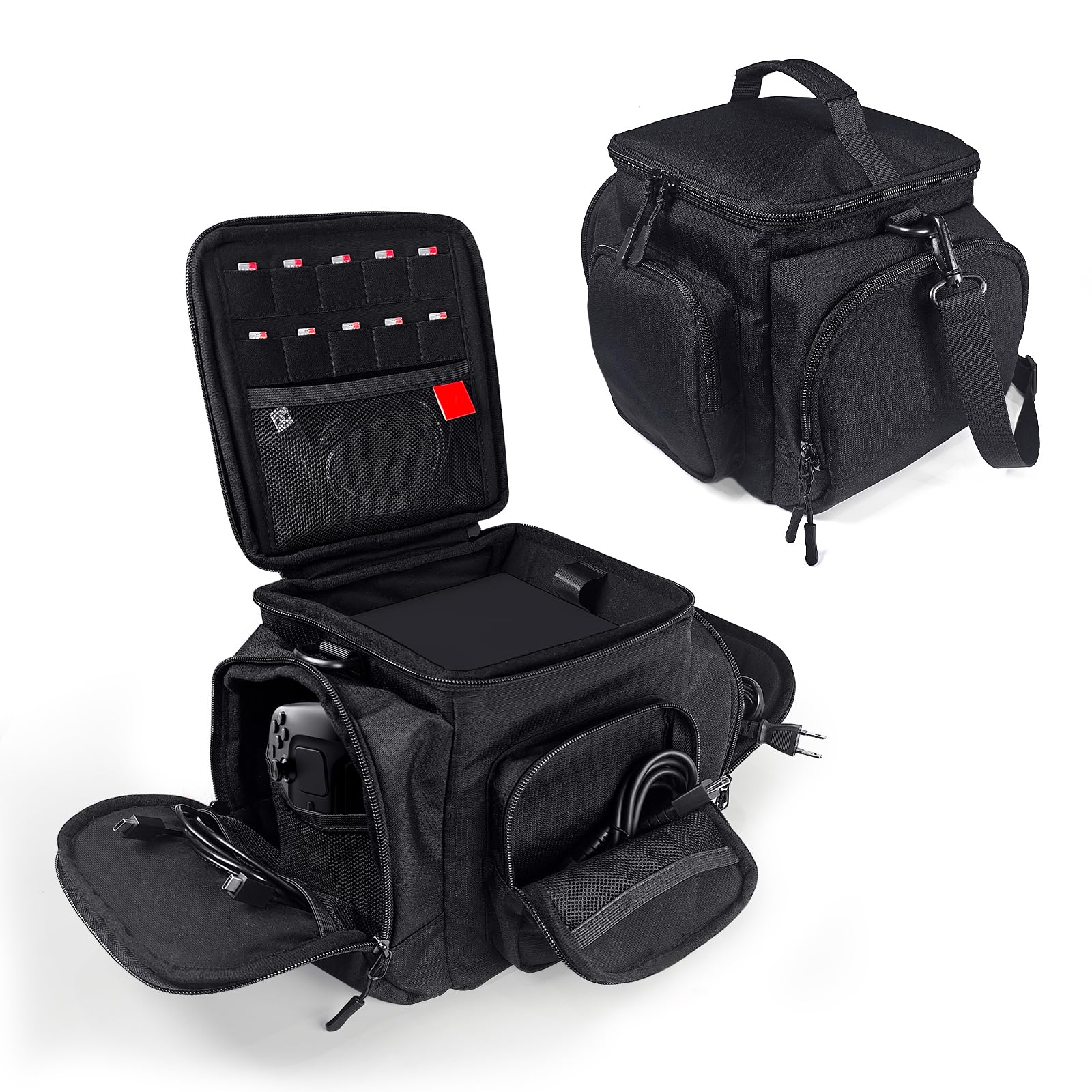 Funda de viaje para consola de máquina de vapor, bolsa de almacenamiento impermeable a prueba de golpes para cables de controlador, accesorios con asa y correa para el hombro