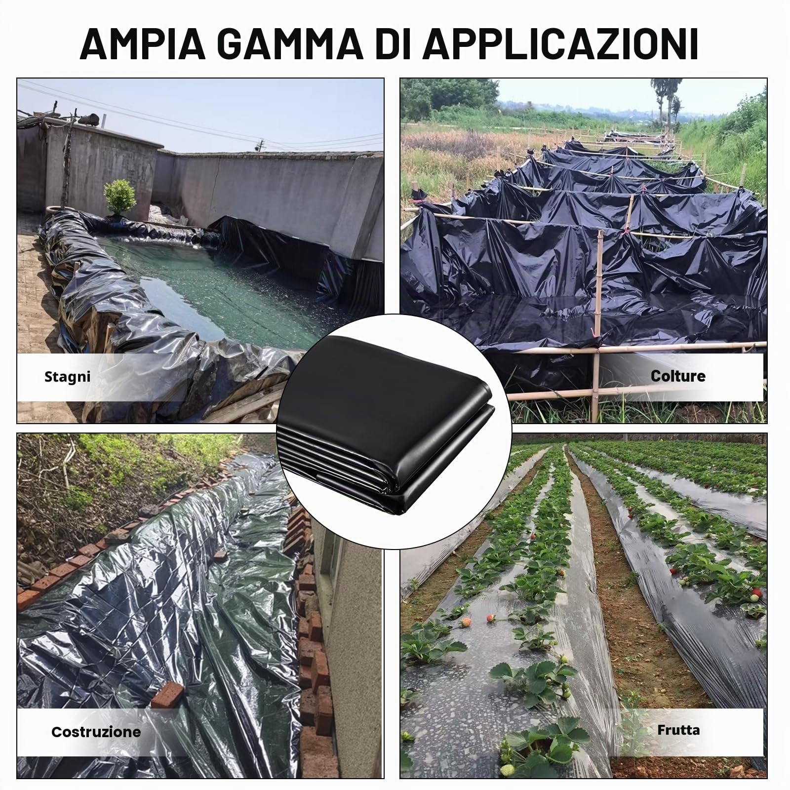 Fodera per laghetto impermeabile ad alta resistenza, ideale per laghetti di laghetti di loto, acquacoltura, fontane, in HDPE, resistente ai raggi UV, per giardino, fauna selvatica (3 x 4 m)