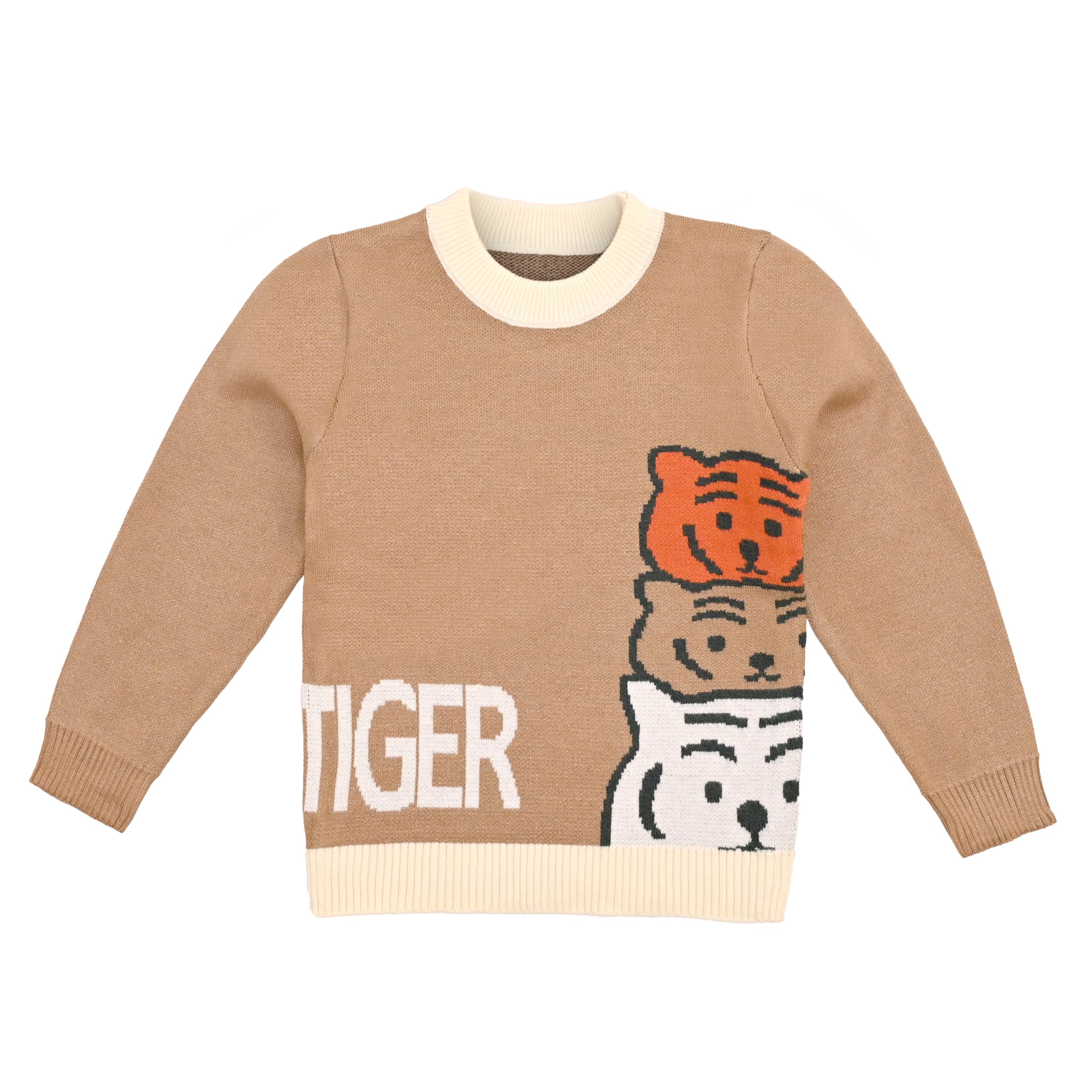 Bold N ElegantCartoon Dinosaur Alligator Print Kid's Full Sleeve Warm Woolen Winter Holiday Party Pullover Sweater Cardigan for Baby Boys & Girls