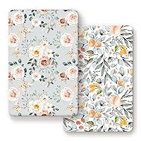 Vista 17 de Juego de 2 sábanas ajustadas de punto de jersey elástico ultra suave, se adapta a sábanas portátiles/mini cunas, almohadillas de colchón