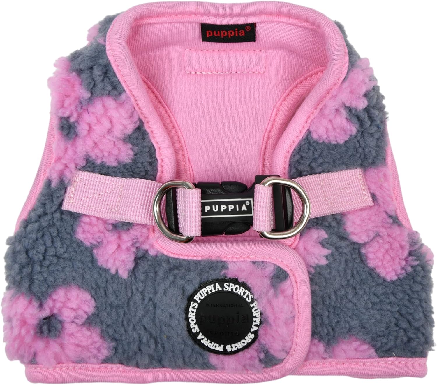 Puppia Ren Vest Dog Harness Step-in Warm Winter Flower Pattern for Small and Medium Dog, Pink, Medium