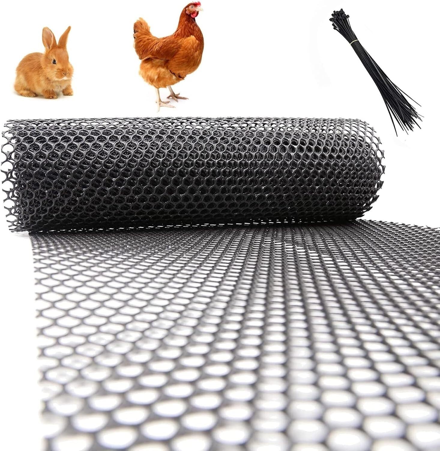 Filet de protection pour lapins en fil de fer plastique noir de 0.8x10m pour clôture