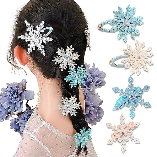 Miniatura 1 de AUOCATTAIL Horquilla de copo de nieve con diamantes de imitación azul y blanco para mujeres y niñas, regalos de accesorios