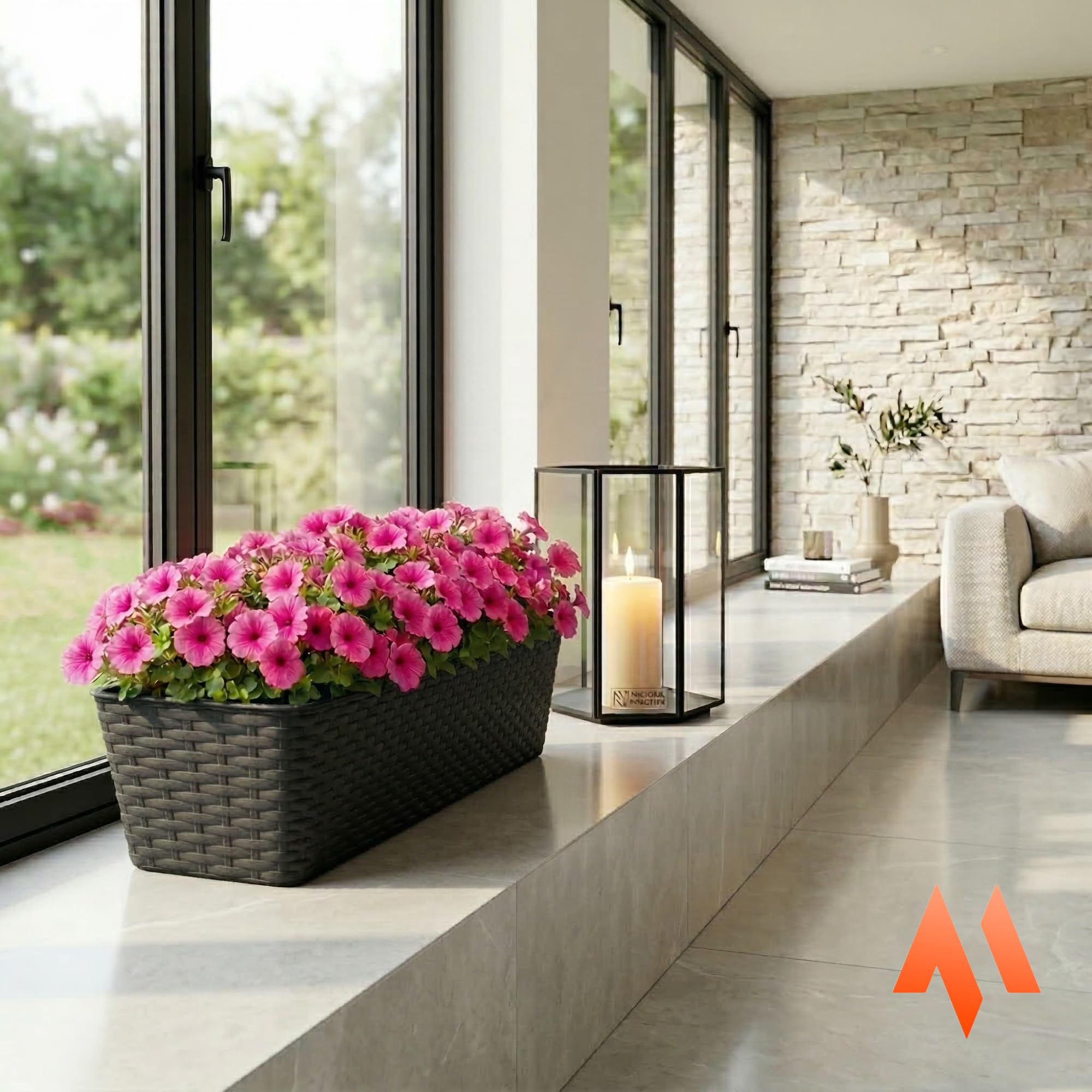 OMAGO® Fioriere da balcone 60 cm, set di 4 vasi antracite, contenitori per fiori in plastica, resistenti alle intemperie, per giardino, terrazza e balcone