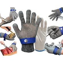 Litex Level 9 Stainless Steel Mesh Metal Glove,Food Grade Cut-proof Safety Work Glove,Adjustable Wrist Knife Cutting Mitten