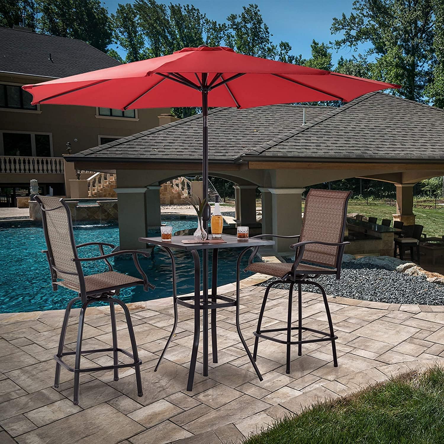 Amazon.com : Hampton Bay 11 ft. LED Round Offset Patio Umbrella in Red :  Patio, Lawn u0026 Garden