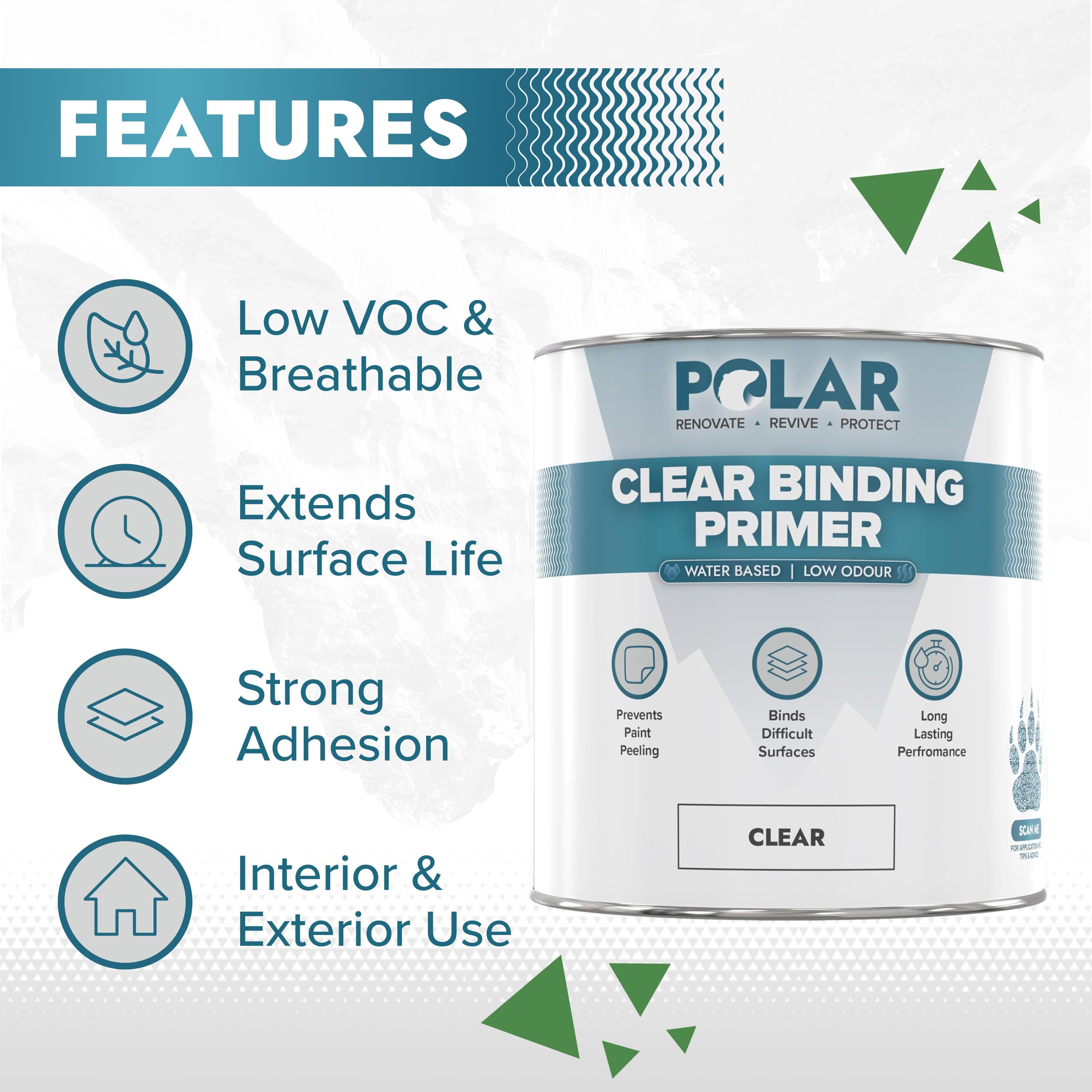 Polar Clear Binding Primer, 2.5 Litres - Water Based Acrylic Sealer - Seals & Stabilises, Strong Adhesion, Low VOC - Image 3