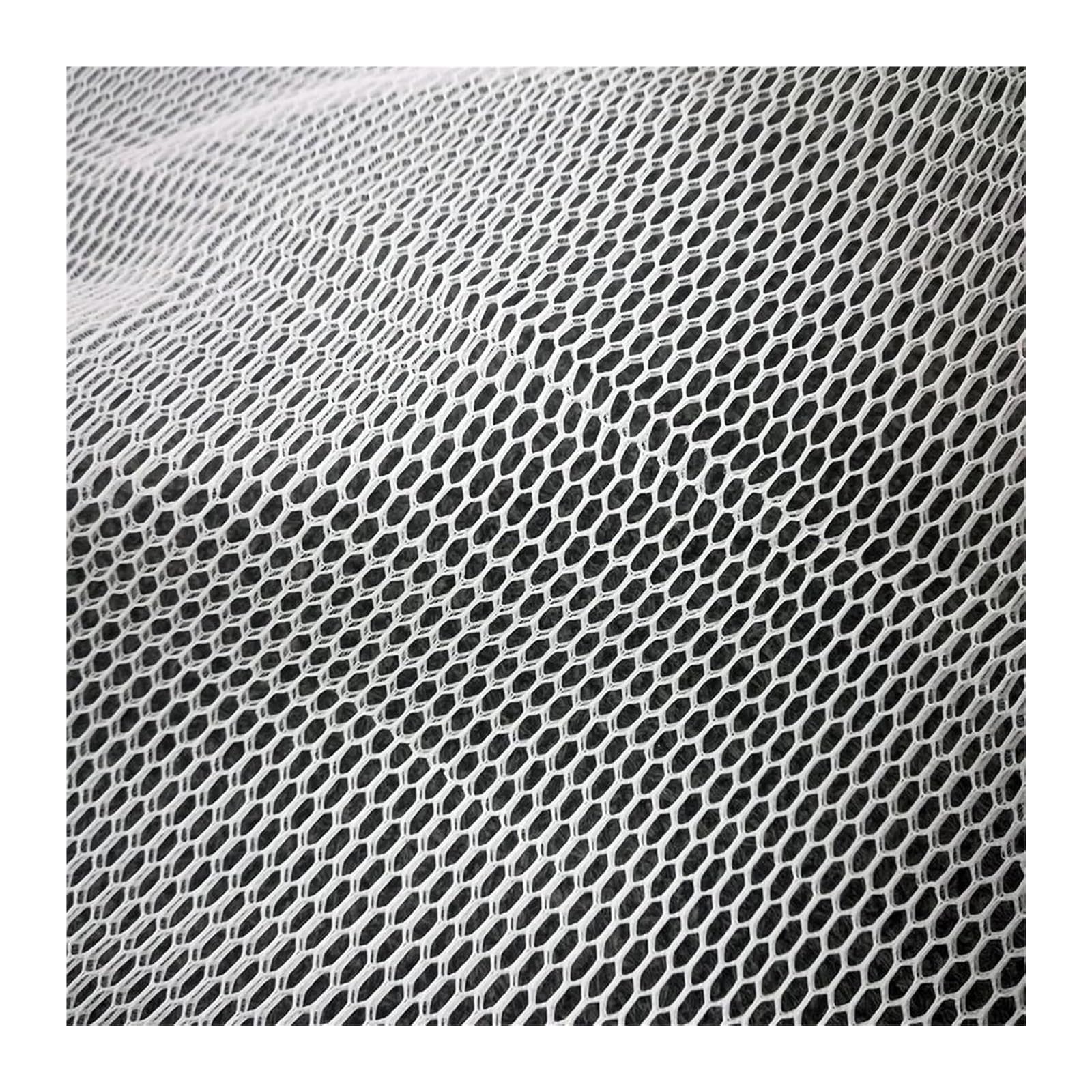 Tul de poliéster de primera calidad, La capa de aire hexagonal del poliéster 99% hizo punto la tela malla los 90x150cm multicolores respirables(White)