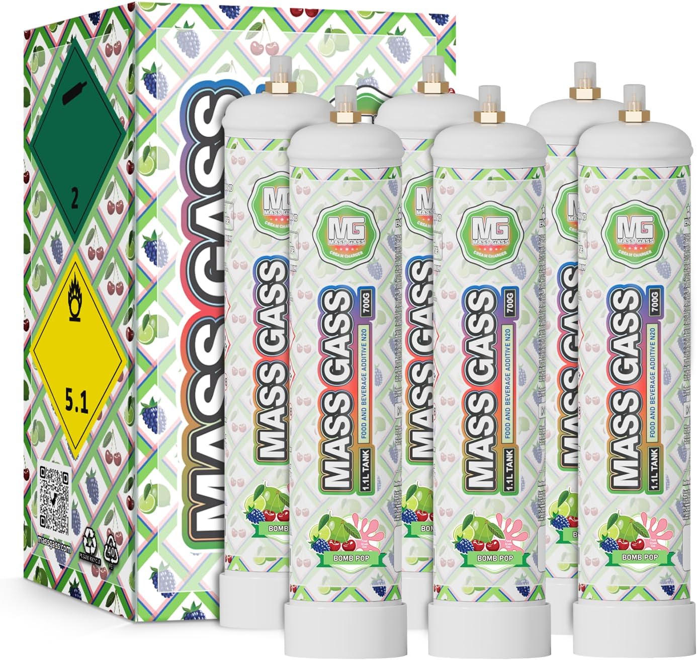 Cream Chargers, Whipped Cream Charger 700g 1.1L（12 Tanks,BOMB POP ）