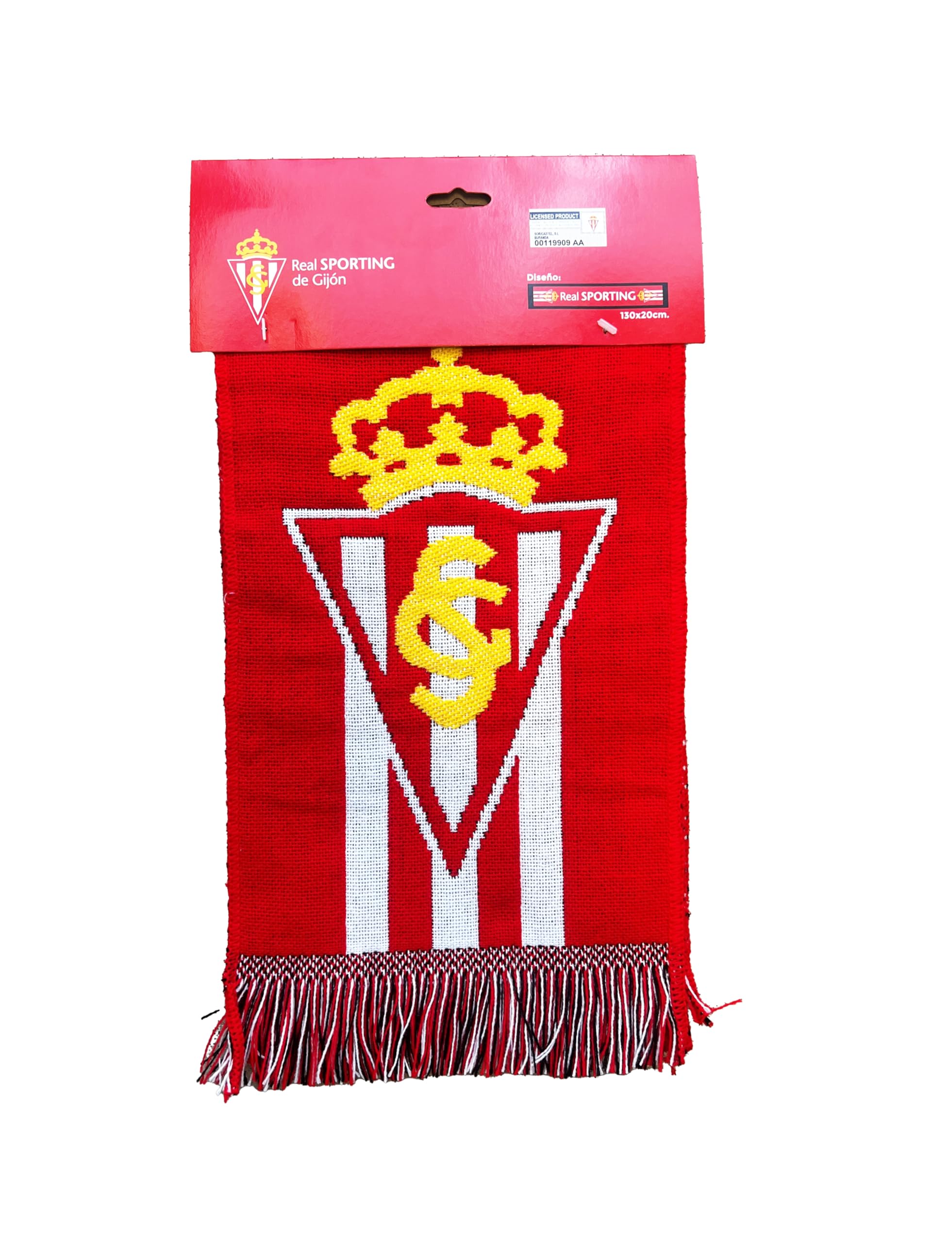 Écharpe Real Sporting De Gijón - Modèle écussons En Trompe-l'œil - Flocage Rétro - Neuve