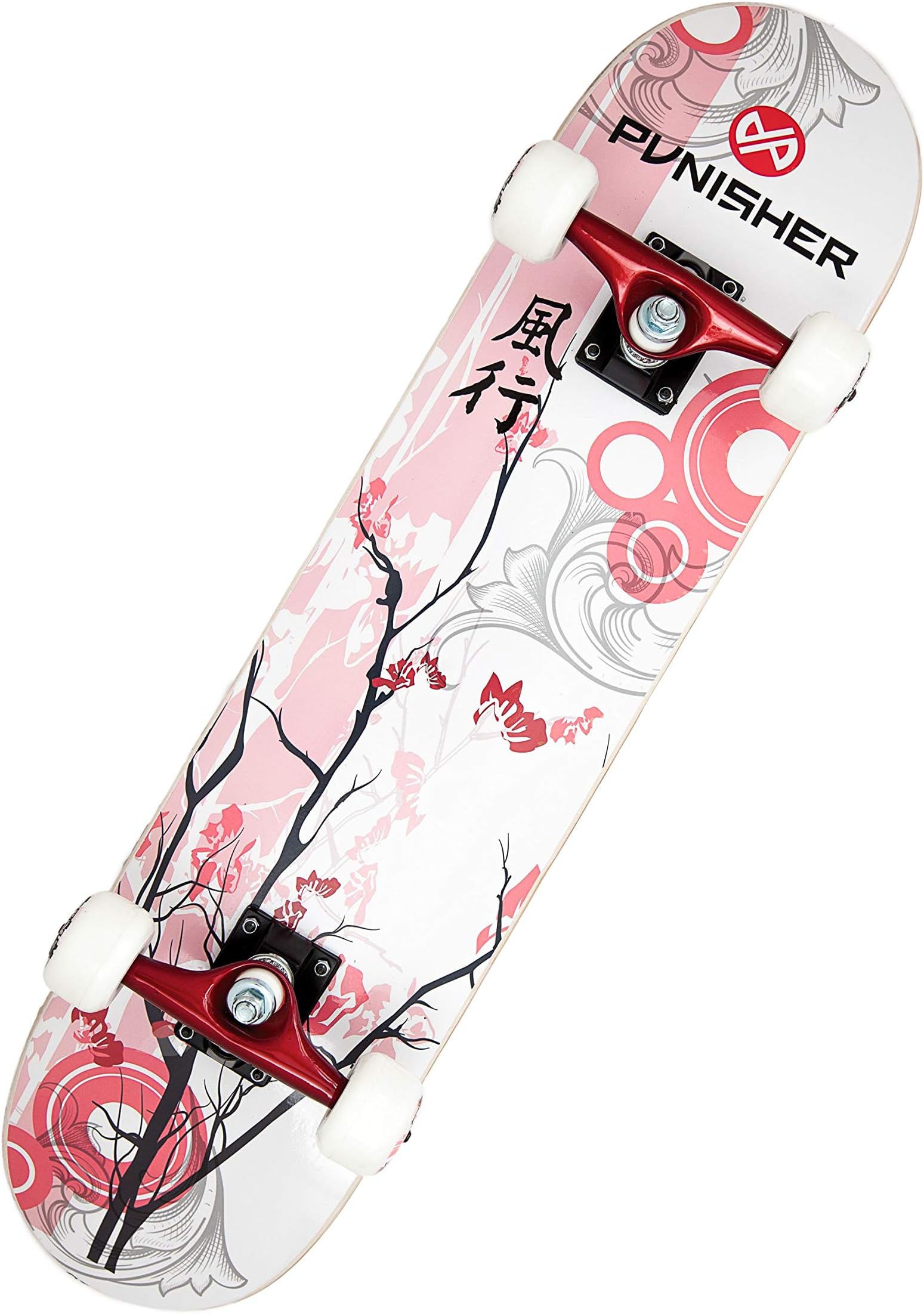 Punisher Girls Skateboard Complete with 31.5" x 7.75" Double Kick Concave Deck Canadian Maple ABEC-7 Bearings
