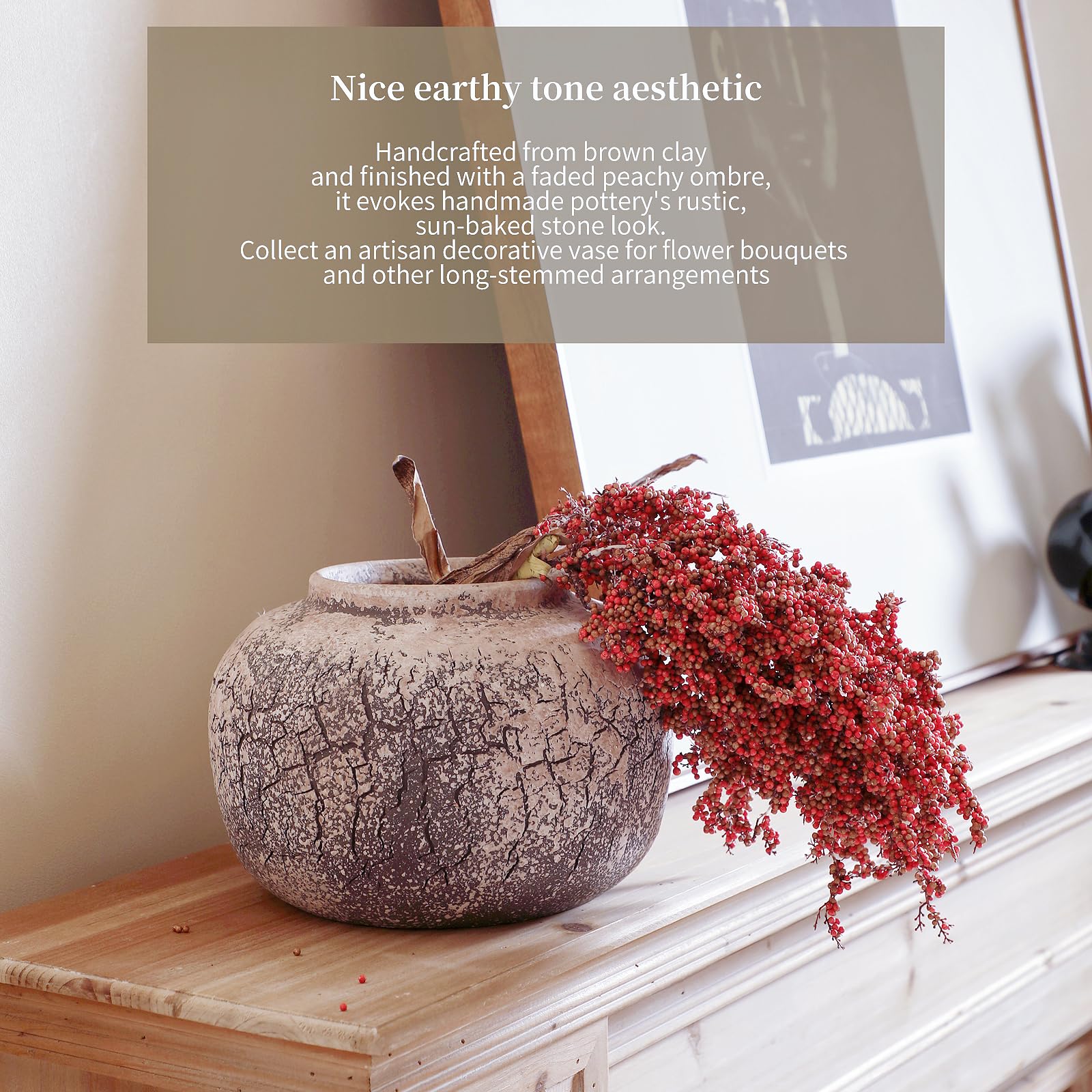 Image showcasing Snapklik.com : Artisanal Textured Ceramic Vases PotShort Wide Flower ...