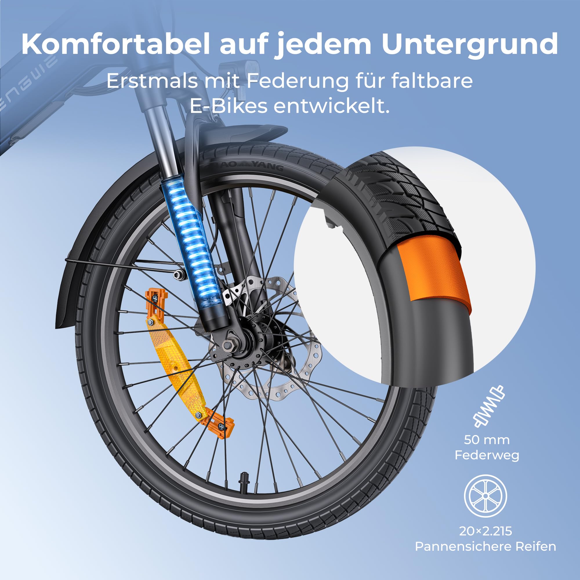 ENGWE O20 E Bike Klapprad | Kompaktes Elektrofahrrad | 250W-Motor | 48 V, 15 Ah, herausnehmbarer Akku | Reichweite: 80–140 km | App-Anbindung | Stadtverkehr