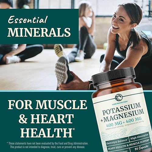 Vista 6 de Suplemento de Potasio y Magnesio Equilibrio de Electrolitos de Alta Potencia para la Salud del Corazón y Apoyo Muscular 400 MG de Potasio + 400