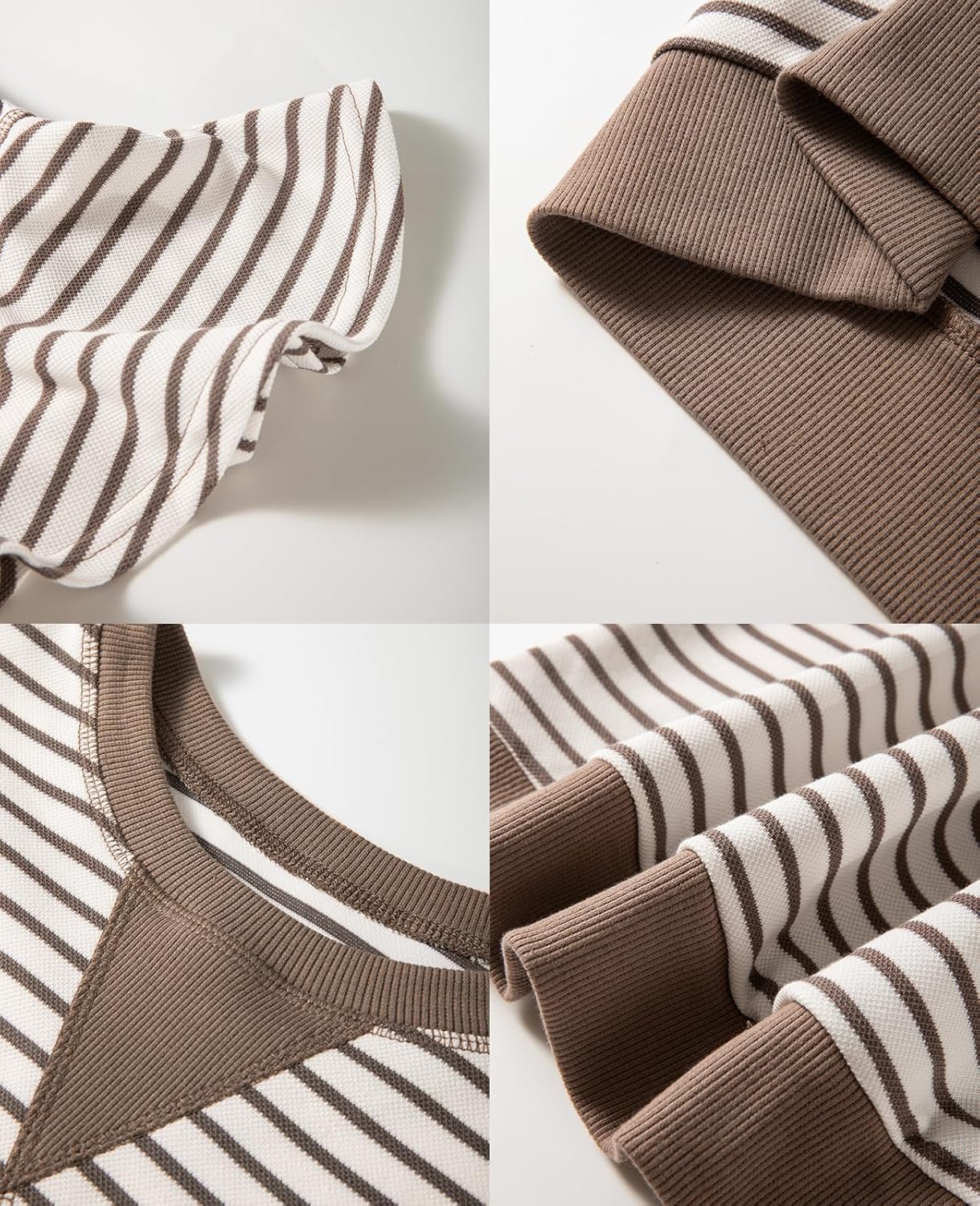 Women's Summer Striped Ruffle Short Sleeve Tops Contrast Colorblock 2025 Round Neck Loose Fit Cute Casual Top Blouse - Image 4