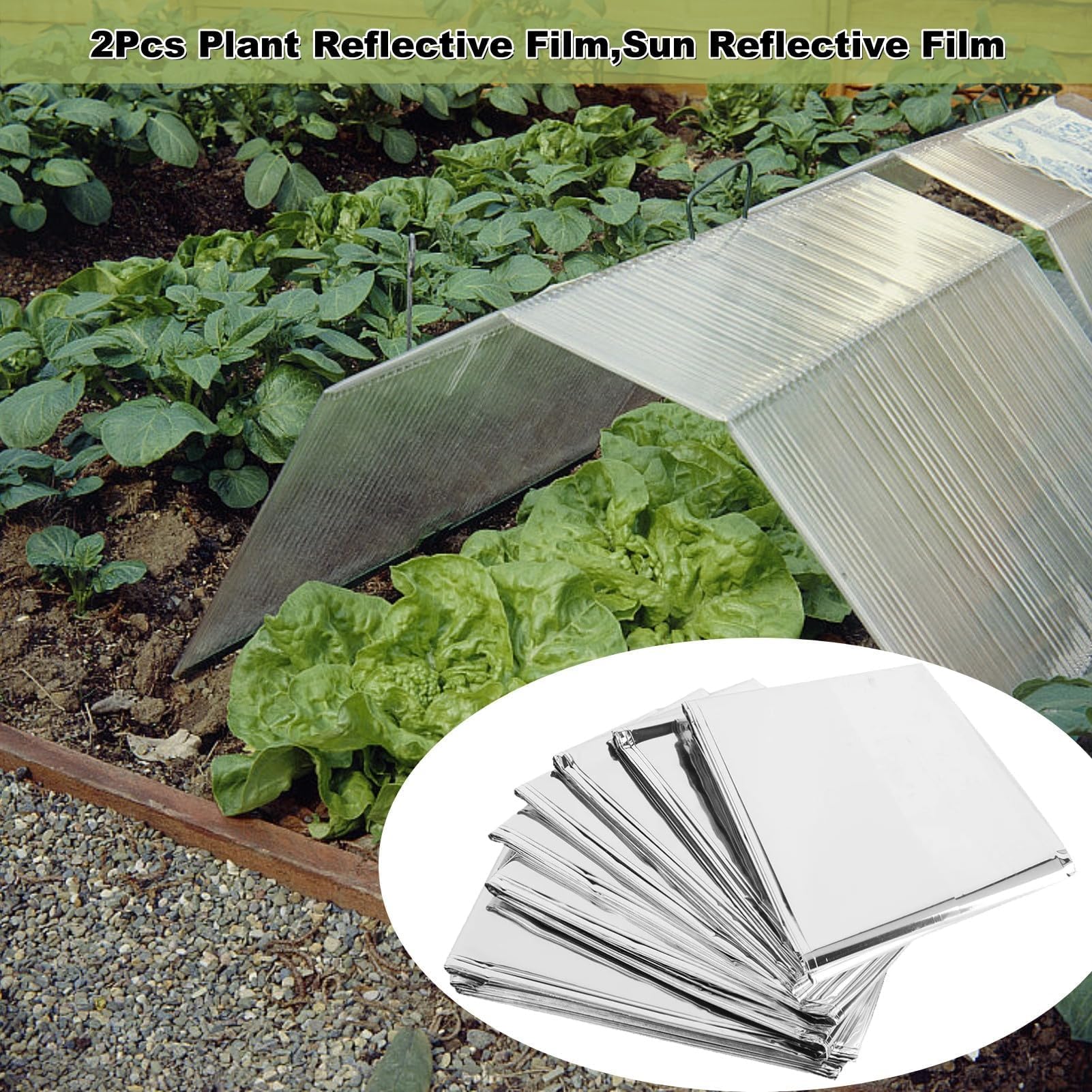 2 Pezzi Film Mylar per Serra e Giardino, Riflettenti 210 x 120 cm Argento Pellicola