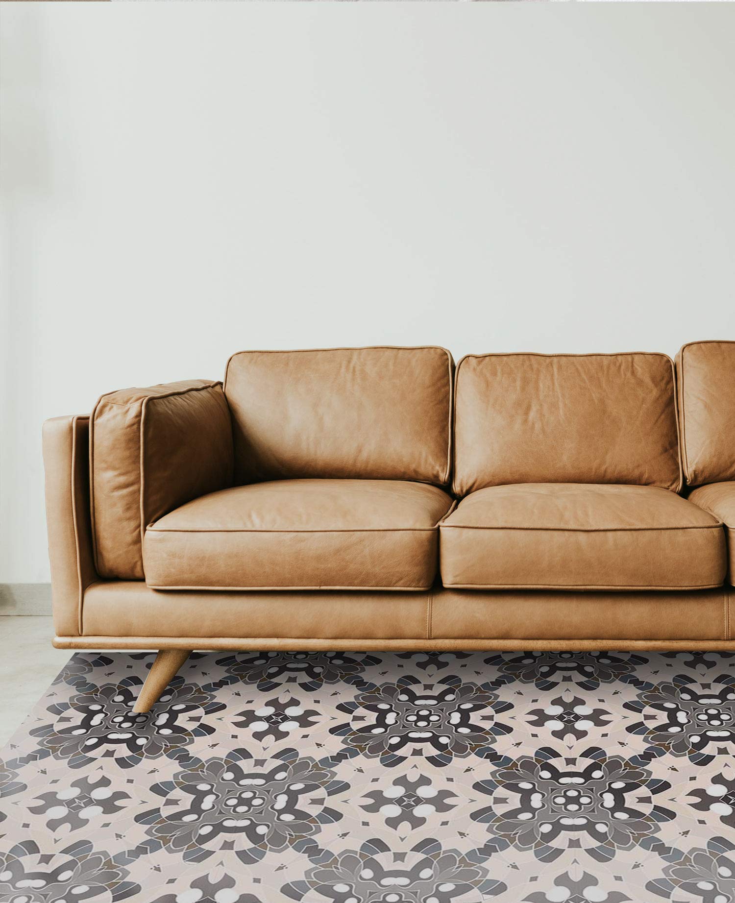 Panorama Tapis Vinyle du Sol Cuisine Salle de Bain - Différentes Tailles - (Tuile Orientale Gris 100x140 cm)