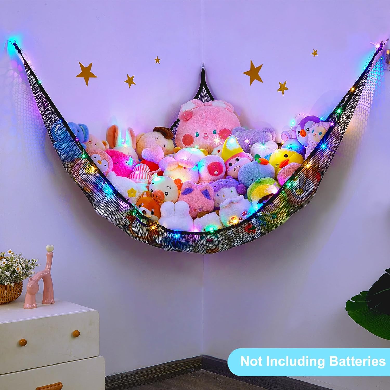 Unicorn Castle Stuffed Animals Net or Hammock Kids Toy Storage Organizer with LED Light Hanging Corner Stuffed Animals Holder Kids Girls Room Decor,Black,XLarge (Pack of 1) 6 81m13g7y8zL. AC SL1500