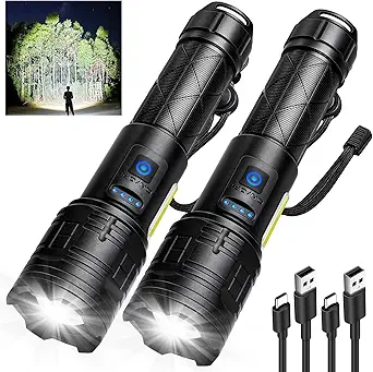 Rechargeable 900,000 Lumen Flashlight with USB Rechargeable, Work Light, Waterproof