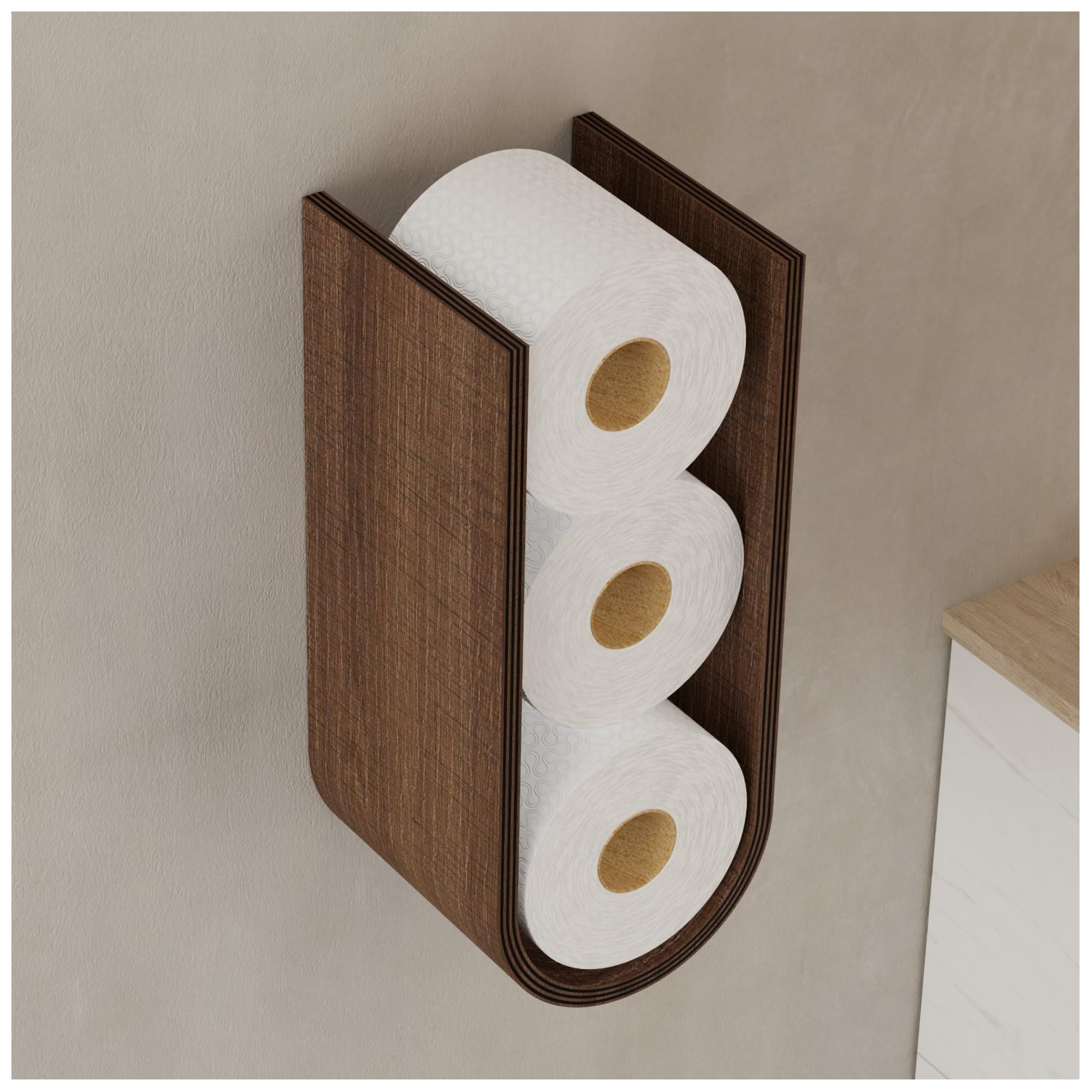 Wooden Toilet Paper Holder Wall Mount for Multiple Rolls, Replacement Toilet Paper Roll Shelf, Walnut Floating Wall Shelf, Storage Shelves