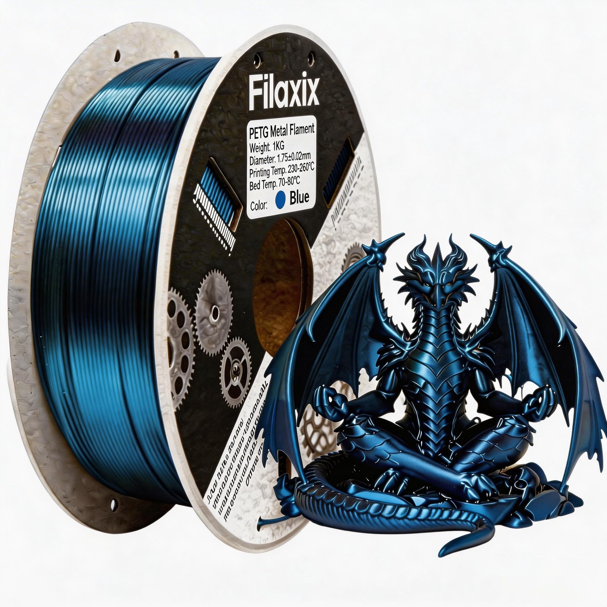 Filament PETG 1,75 mm metaliczny niebieski, filament do drukowania 3D PETG, kompatybilny z drukarką 3D Bambu LAB, Creality K1C, QIDI MAX3, FLASHFORGE Adventurer 5M, Prusa MK4 FDM drukarka 3D, 1 kg