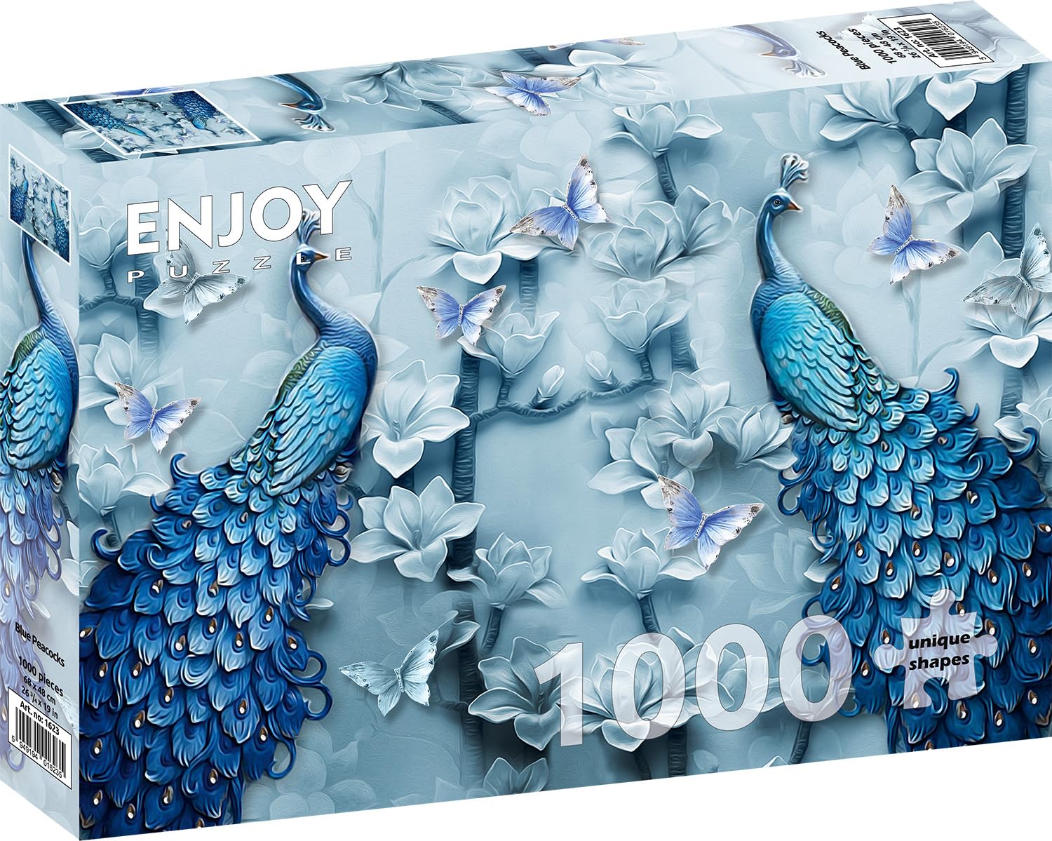 1000 Pieces Jigsaw Puzzle - Blue Peacocks — image 1