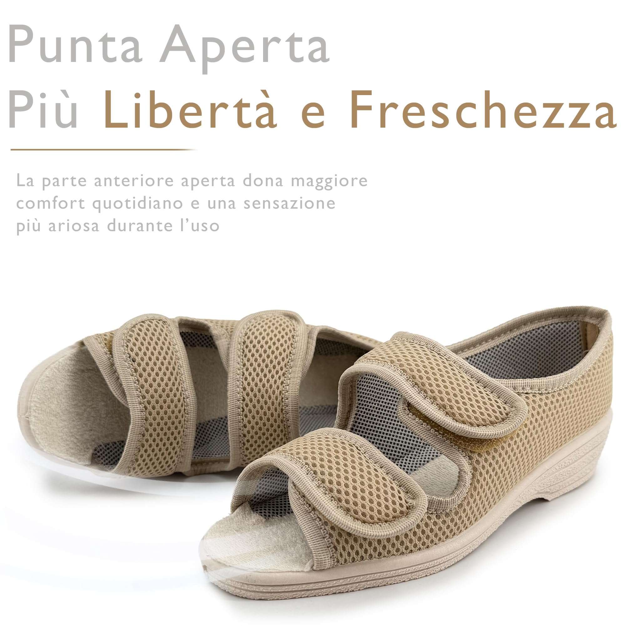 JOMIX Ciabatte Donna Estive con Strappo Pantofole Casa Morbide Regolabile Tomaia in Rete Traspirante Tallone Chiuso Stabile e Zeppa Bassa Comfort
