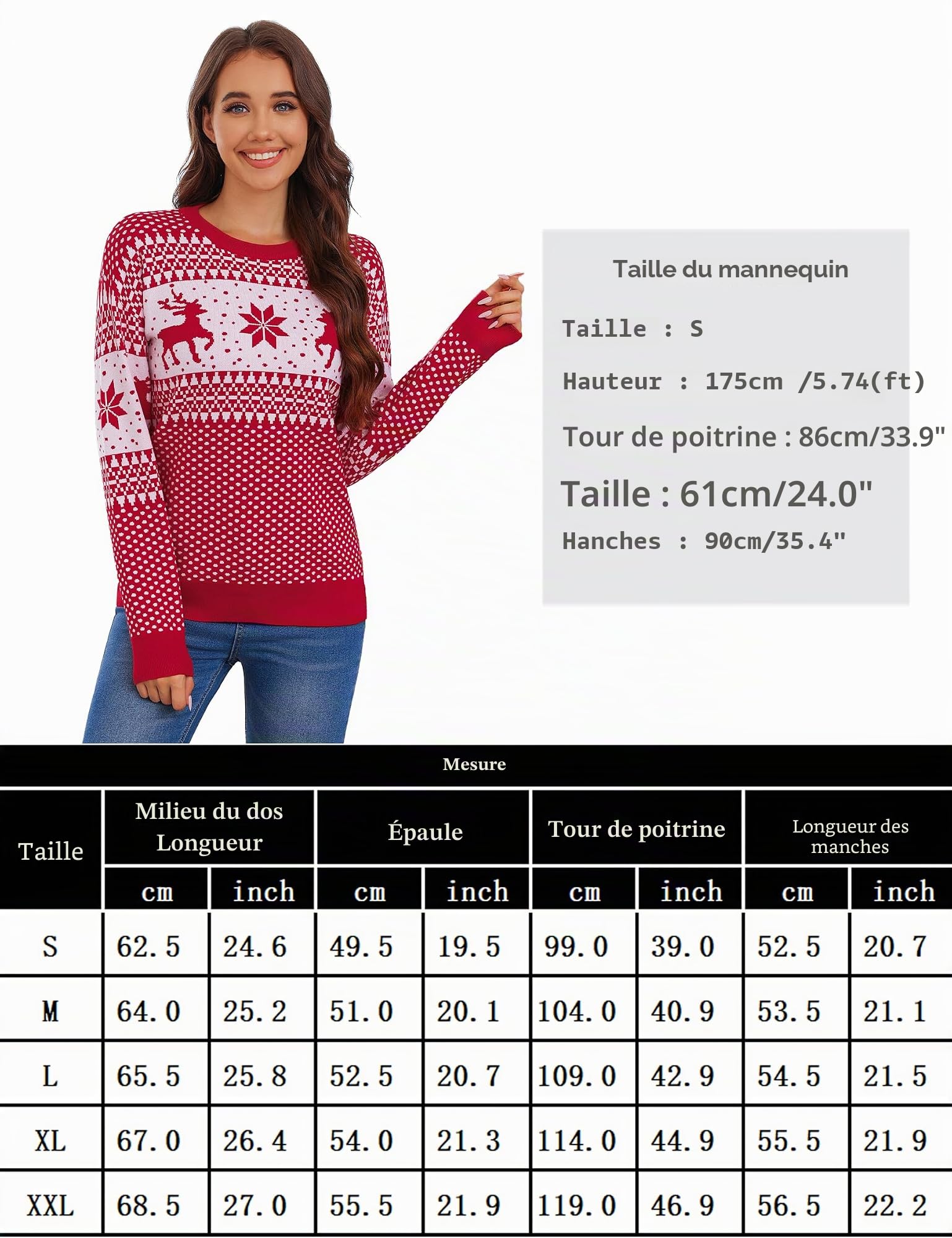 Uniexcosm Pull De Noel Femme Pullover Noel Femme Chaud Col Rond Hiver