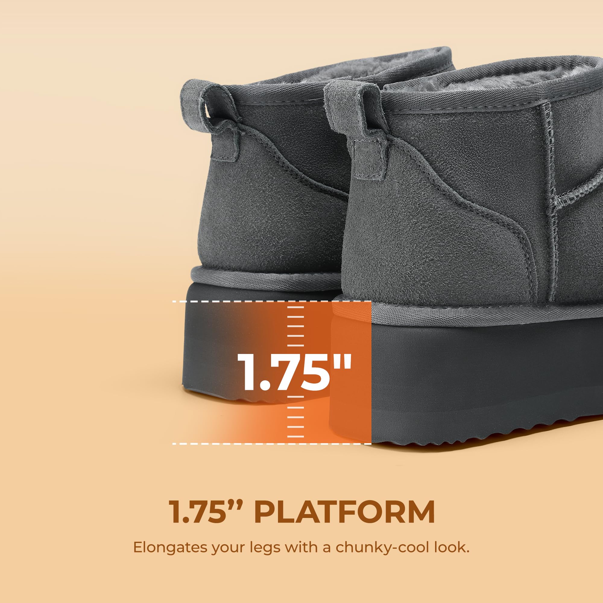 DREAM PAIRS FuzzyClassic Mini Stivale con Piattaforma Stivali da Neve Invernali Donna Stivali con Durevole Caldo Impermeabile Neve Stivale da Donna