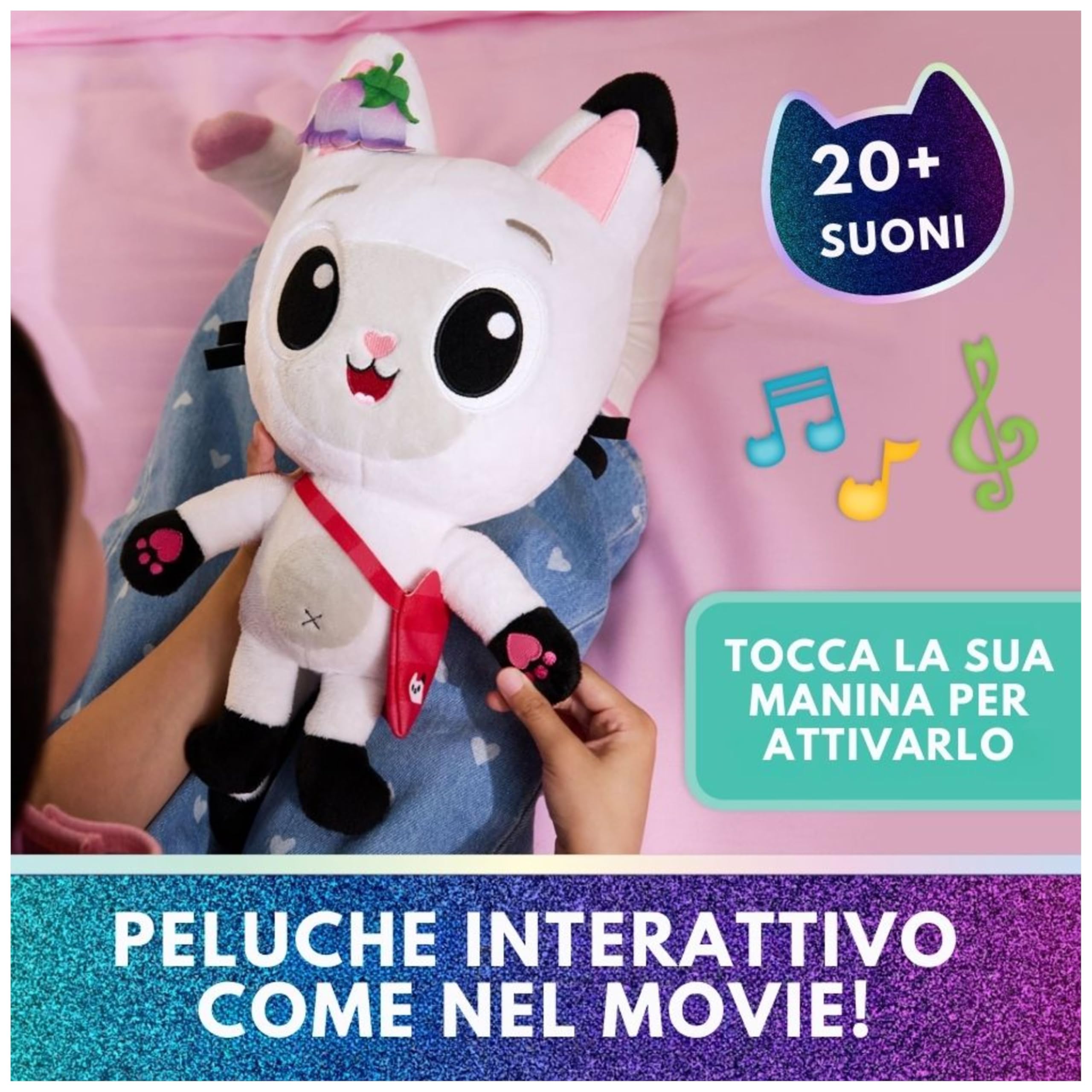 Gabby's Dollhouse: The Movie, Peluche Interattivo Meow-Mazing Pandy Paws con 3 Accessori e Borsa Rimovibile | Giocattolo per Bambine e Bambini, 3+ Anni