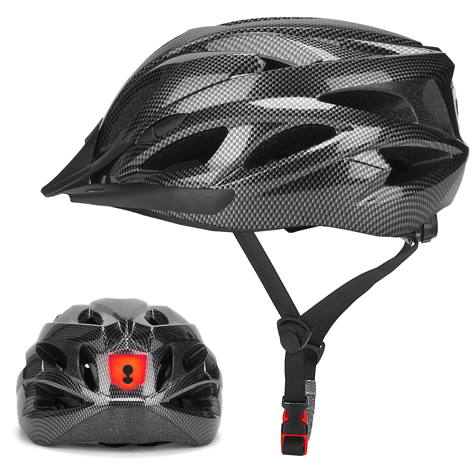 Bike Helmet Men Women Cycle Helmet with Light for Unisex Adult Bicycle Helmet Breathable Mountain Cycling Helmet Adjustable Road Helmet 58-62cm — image 1