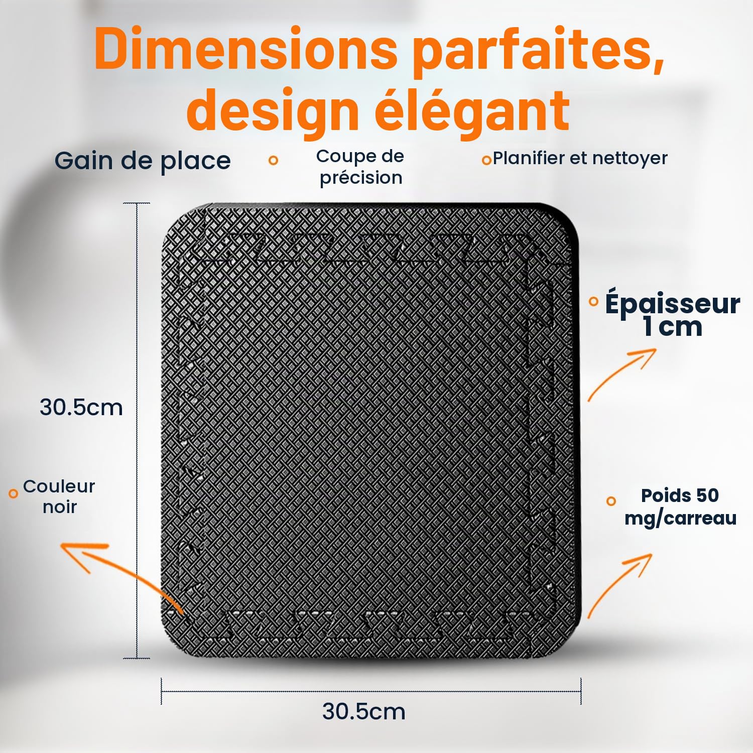Edukit Tapis de gymnastique en mousse EVA 24 pièces 30,5 x 30,5 cm Noir Tapis de sol antidérapant emboîtable Puzzle pour la maison, l'exercice, le garage