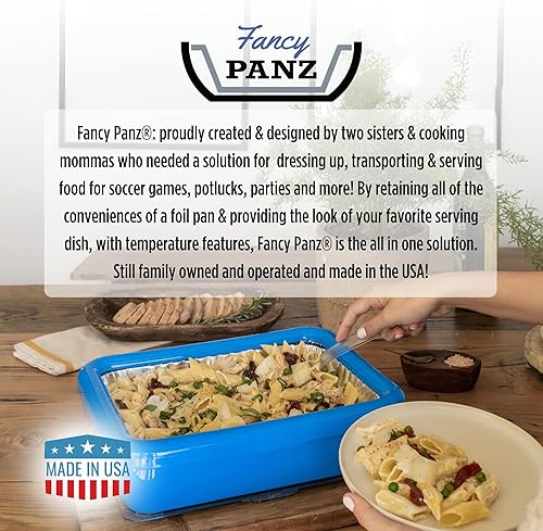 Vista 42 de Fancy Panz Bandeja clásica para servir alimentos, fabricada en los Estados Unidos, soportes apilables de aluminio con tapa transparente, cazuela